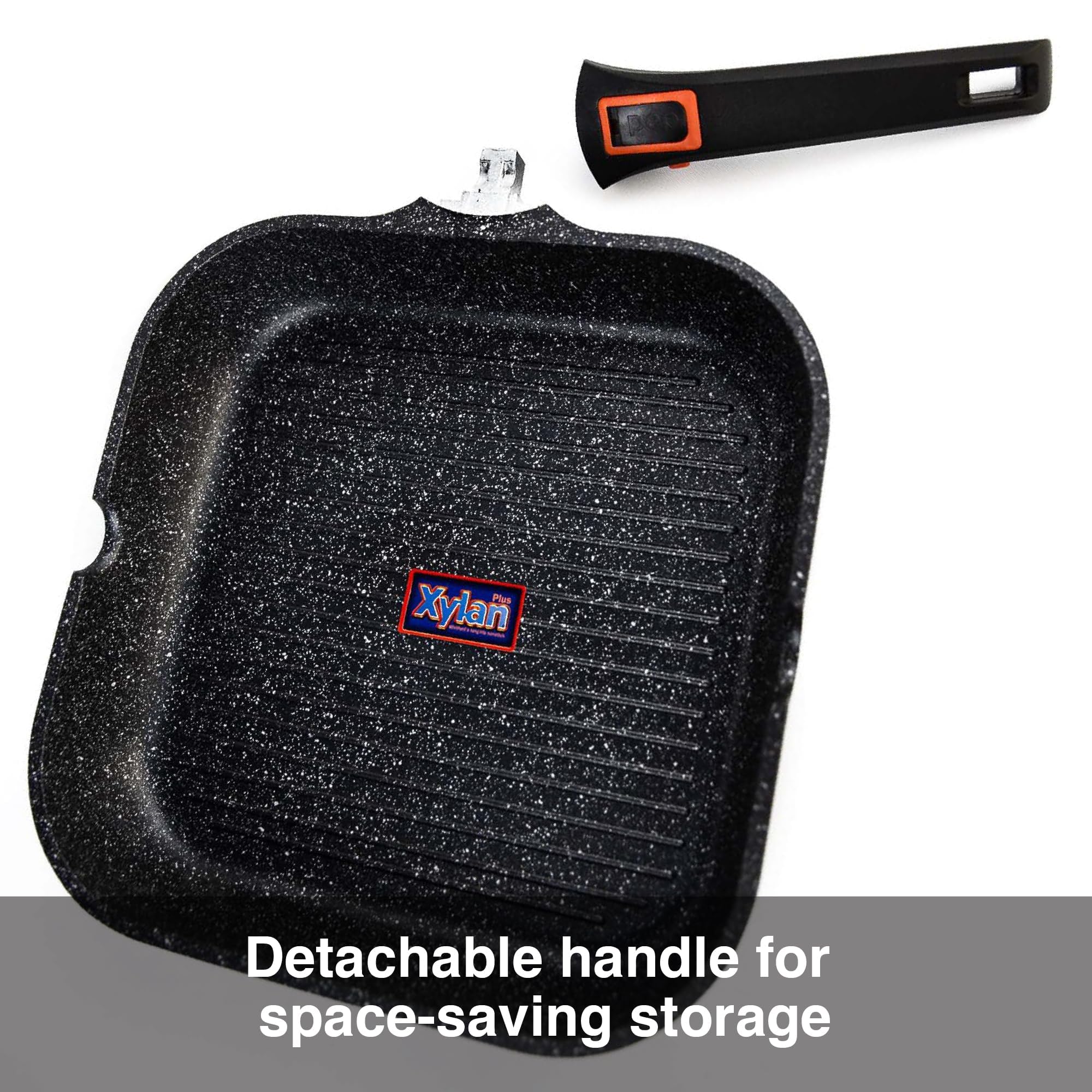 Bistecchiera 29 cm Manico rimovibile, Induzione, Compatibile con i piani cottura a gas ed elettrici, Rivestimento antiaderente Whitford, Adatta all'uso in forno
