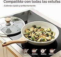 Vista 5 de SENSARTE Sartén antiadherente de cerámica con tapa 8/9.5/10/11/12.5 pulgadas, sartén para tortilla, sin PFAS/PTFE añadidos intencionalmente, sartén