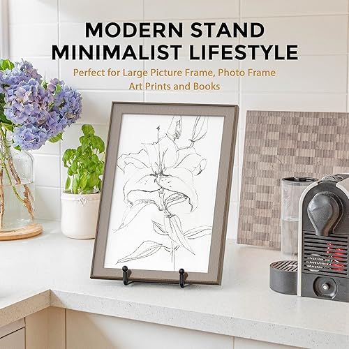 Miniatura 4 de TR-LIFE Paquete de 4 soportes de platos grandes de 10 pulgadas para exhibición, soporte de placa de metal + soporte para fotos + caballetes pequeños