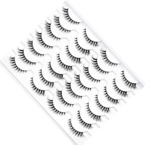 Miniatura 496 de Pooplunch Pestañas postizas de pelo de visón sintético, estilo de ojo de gato, paquete de pestañas postizas naturales esponjosas, paquete múltiple