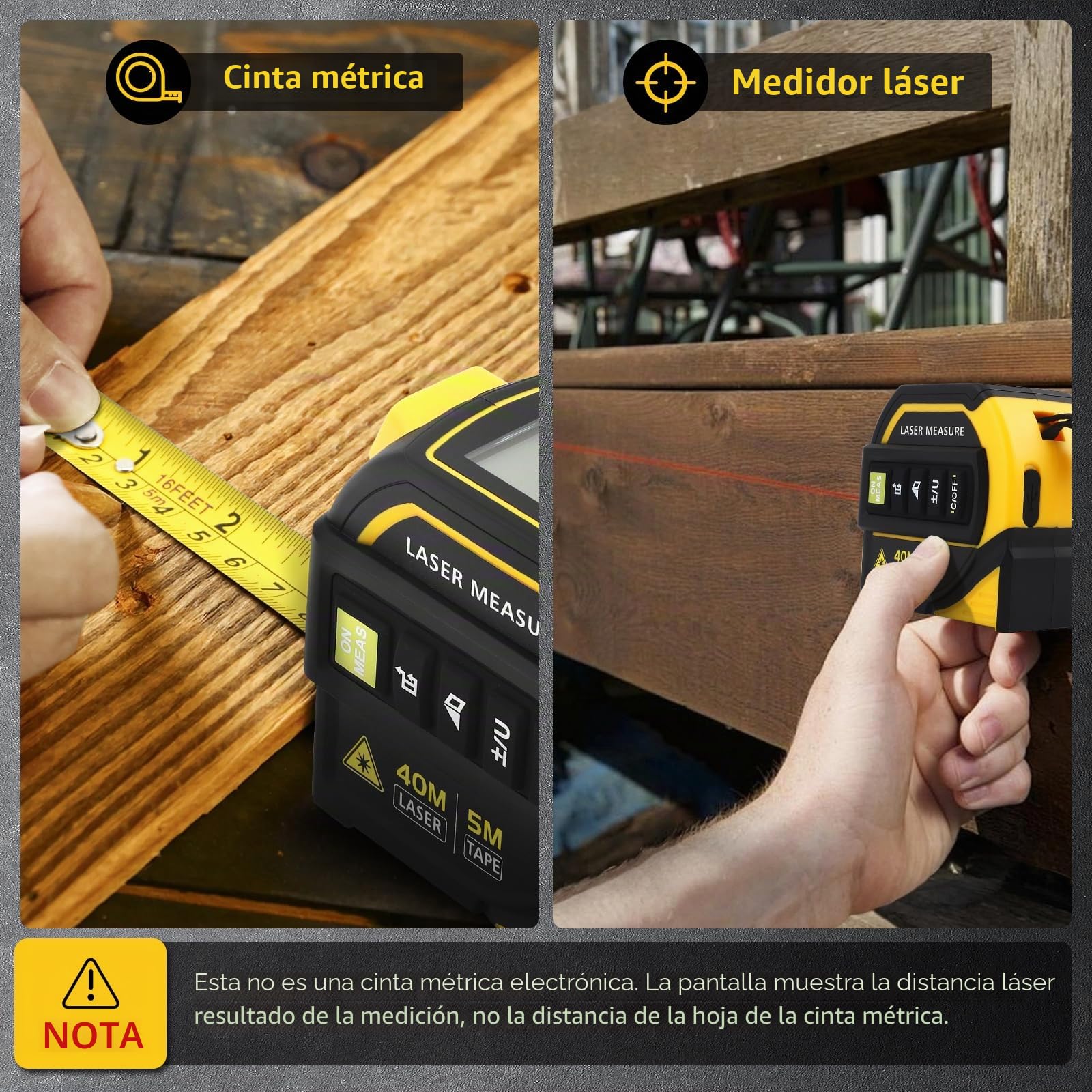 Cinta Métrica Digital 4 en 1 con Láser, Medidor Láser 100m con Bluetooth, CAD, Nivel Electrónico, Cinta Métrica 5m, para Distancia, Área, Volumen, Dibujo Inteligente, para Construcción, Carpintería