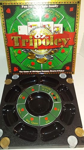 Tripoley by Cadaco 65th Anniversary Edition con plato giratorio de plástico y edición especial Gold & Silvere Playing Chips