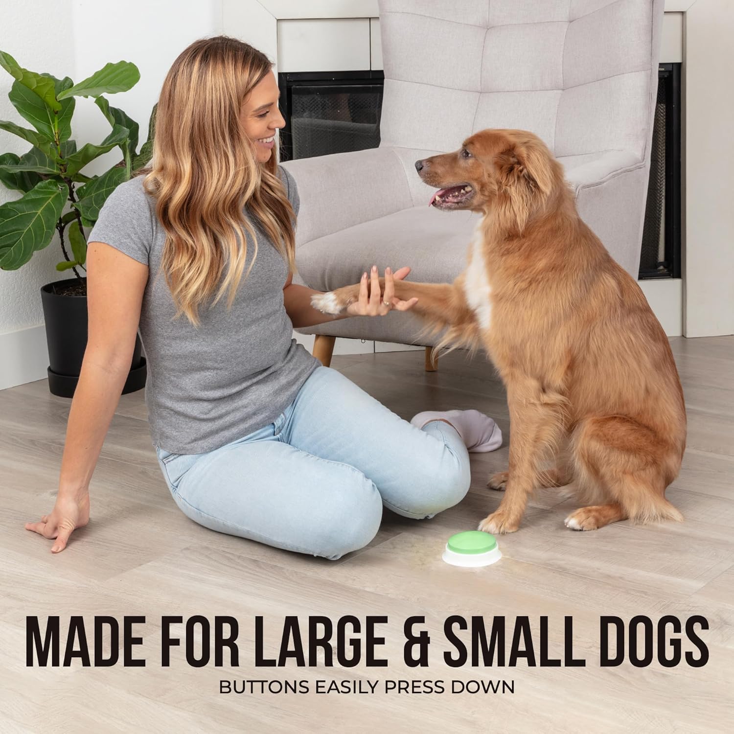 Talking Buttons for Dogs - Dog Training Push Buttons -Talk Commands into 6 Speaking Buttons with 24 Command Stickers for Easily Training Dogs
