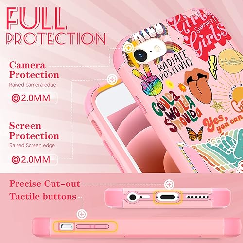 Miniatura 5 de Plakill Funda protectora para iPhone 13 Pro Max resistente de color rosa melocotón, diseño estético, probado contra caídas, para hombres, mujeres y