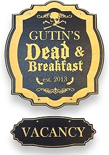 Sign - BLACK - PERSONALIZED CUSTOMIZED Dead and Breakfast - Black Halloween Door Sign