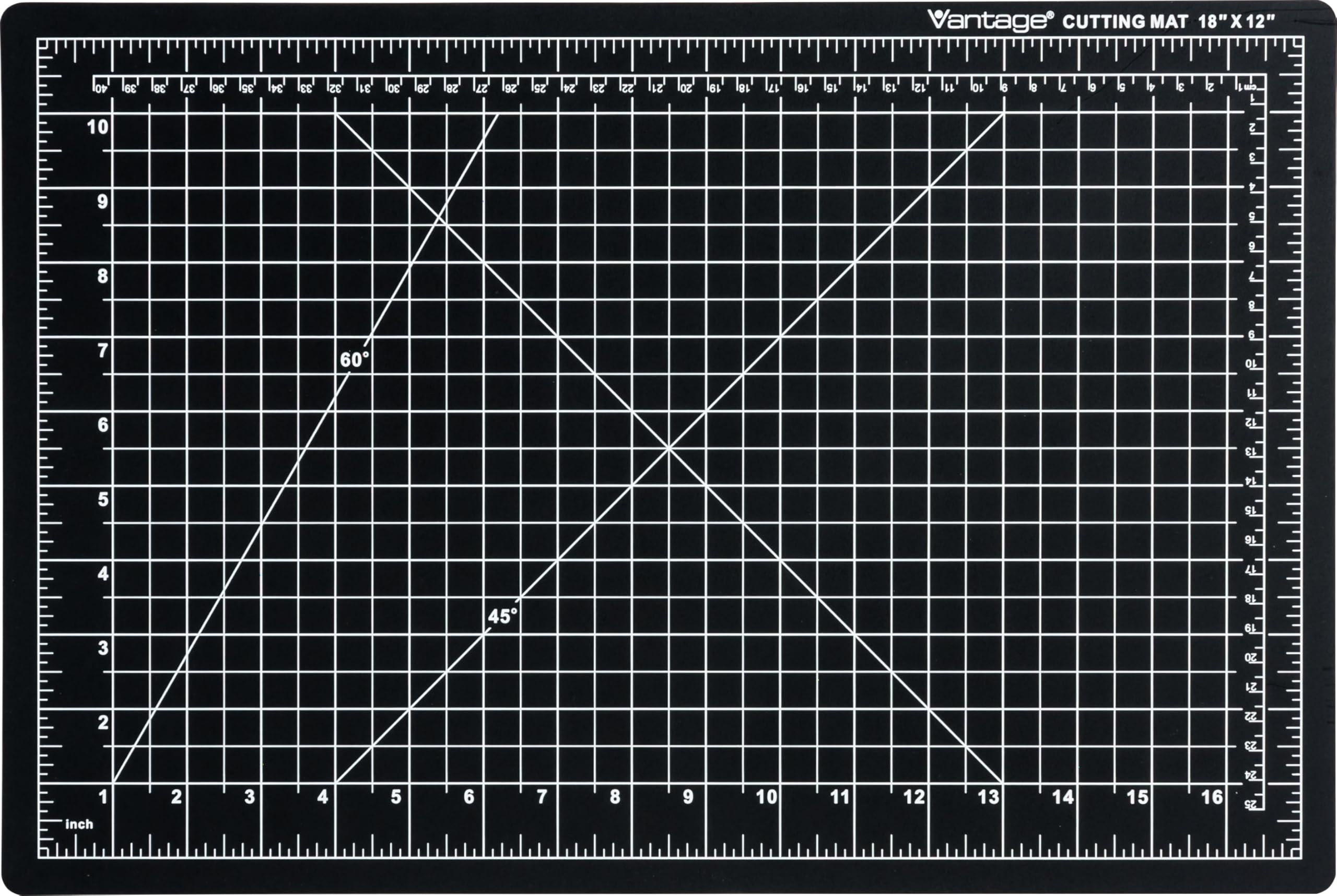 Dahle 10671 Vantage Self-Healing Cutting Mat, 12" x 18", Black, 5 layer PVC Construction, 1/2" Grid Lines, Self Healing for Maximum Durability, Perfect for Cropping Photos, Cutting, Sewing, and Crafts