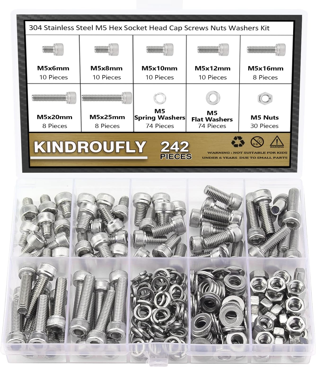 50Set M2x10mm Hex Socket Head Knurled Cap Screws Bolts Nut O9K3 - Foto 3