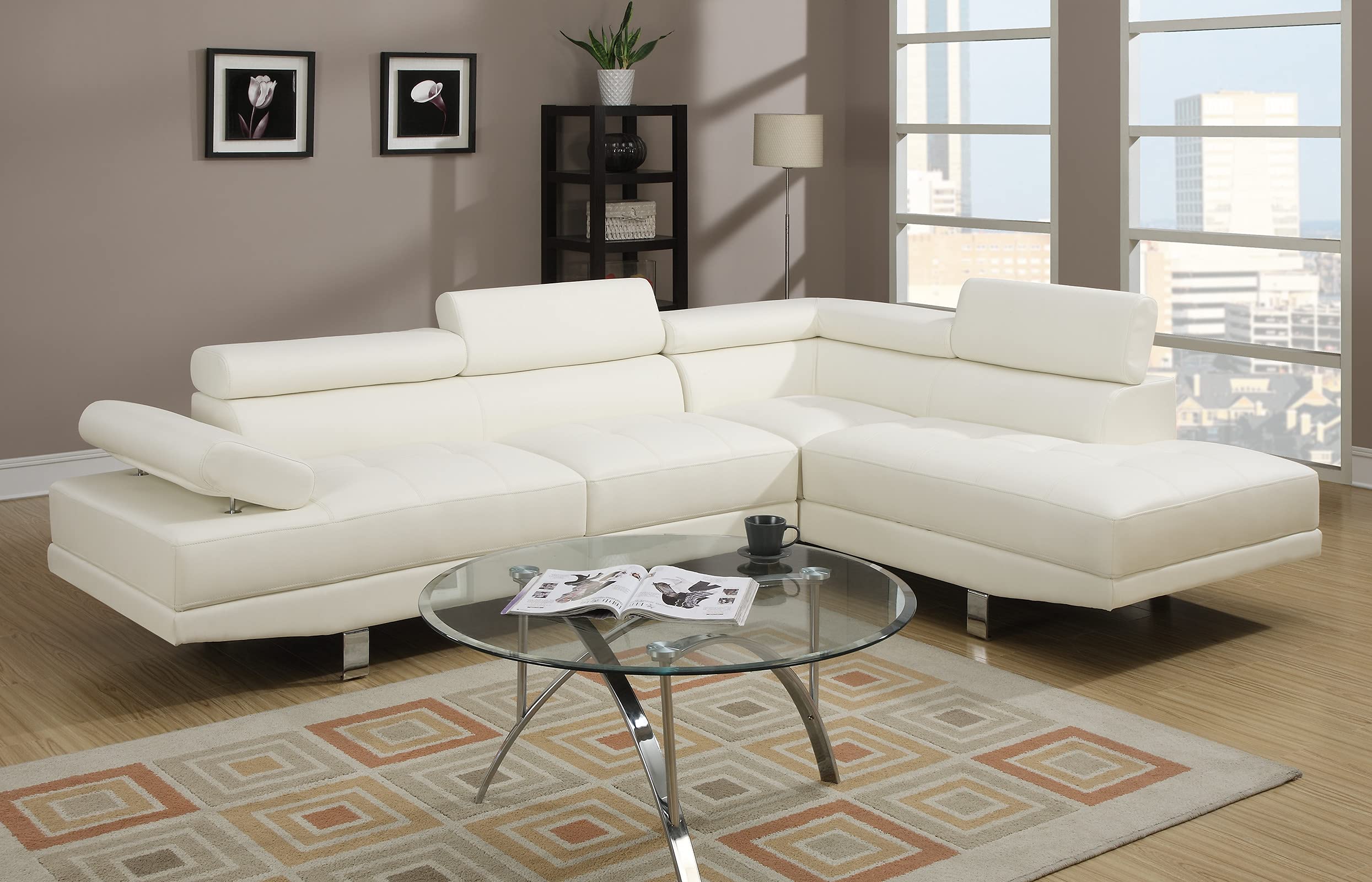 Amazon.com: simple relax 2 Pieces Faux Leather Sectional Sofa in