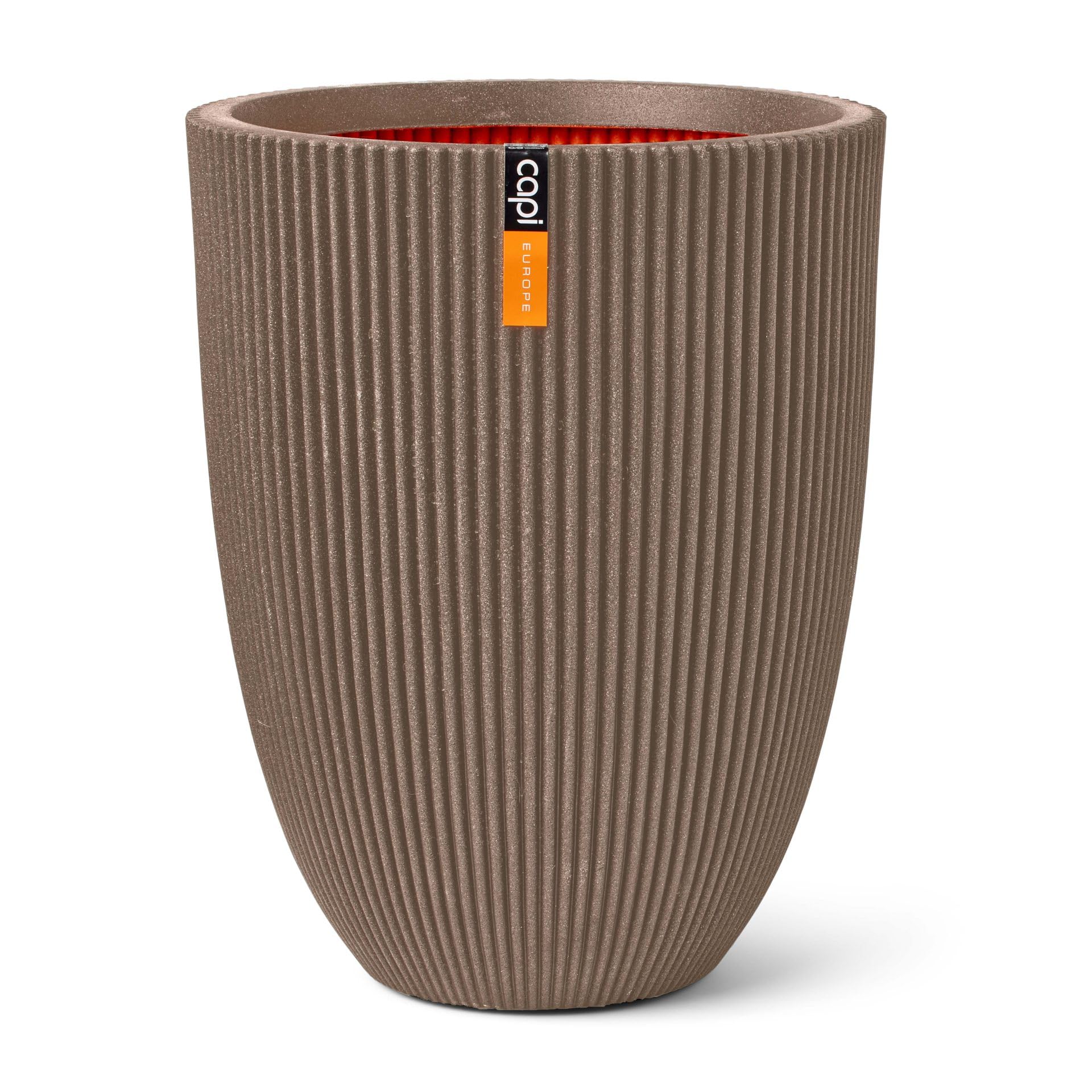 Capi Europe - Donica elegancka niska Groove NL - 34x46 - Ciepły taupe - Średnica Ø34 - Doniczka do wnętrz i na zewnątrz - KGVWT782