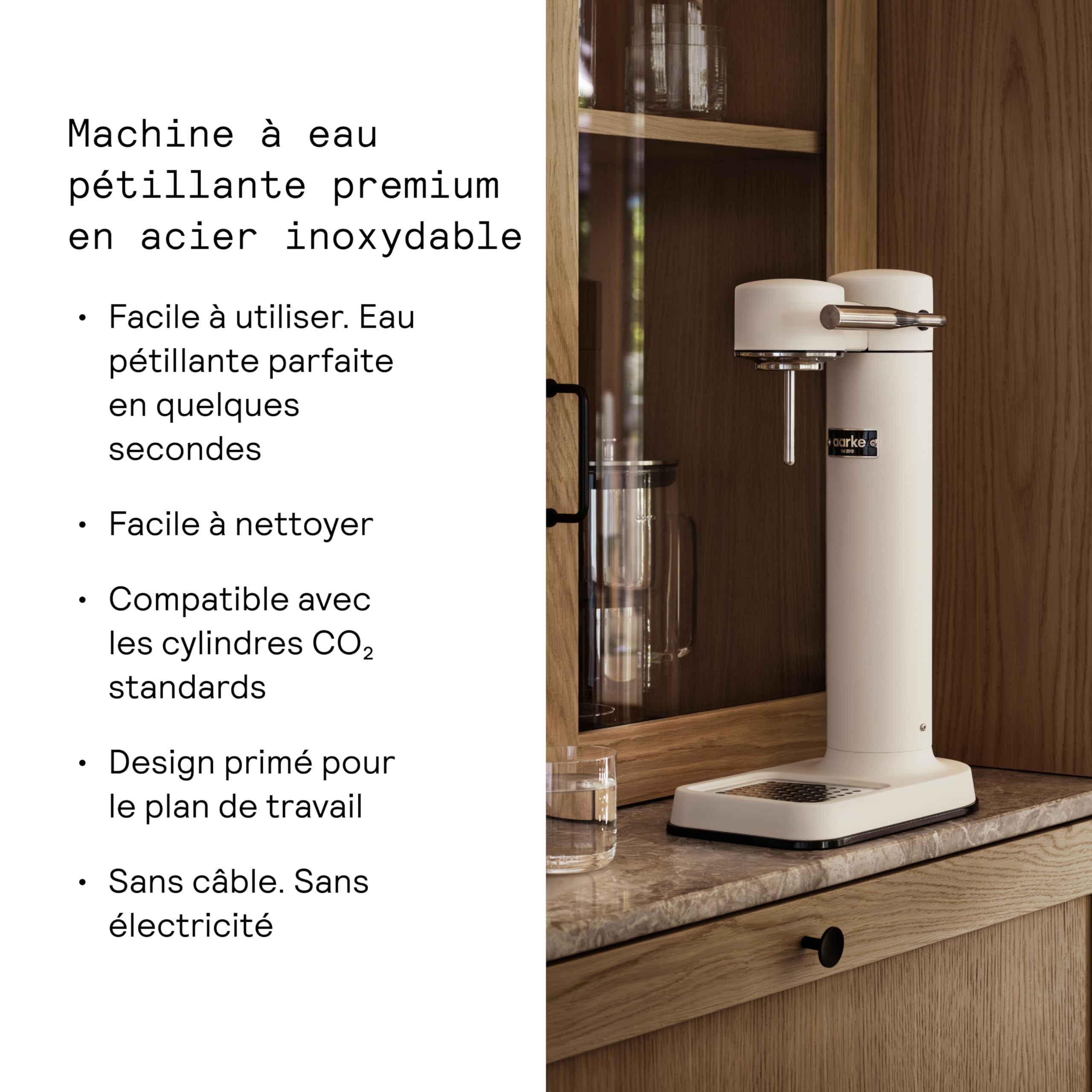 Aarke Carbonator 3, Machine à Soda avec Bouteille d'eau, Finition Blanc mat
