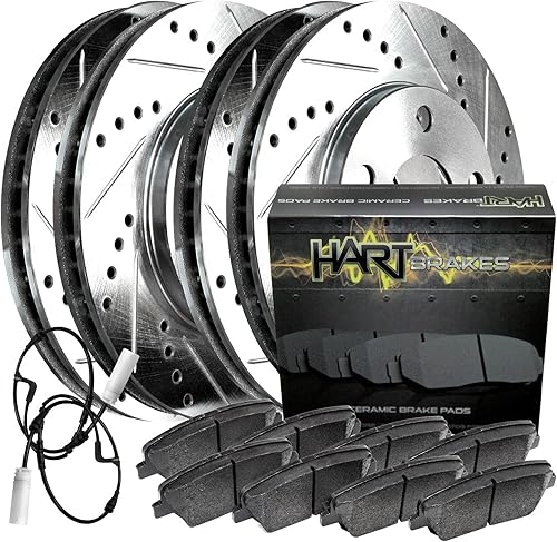 Hart Brakes Kit de frenos y rotores traseros delanteros  Pastillas de freno delanteras y traseras Rotores y pastillas de freno  Pastillas de freno y