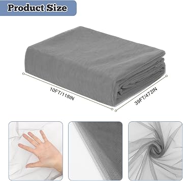 39 x 10 Ft Mosquito Netting for Garden Patio, Breathable Mesh Net for Bird and Insect Protection, Plant Cover for Vegetables, Fruits and Flowers, 3x12m Gray