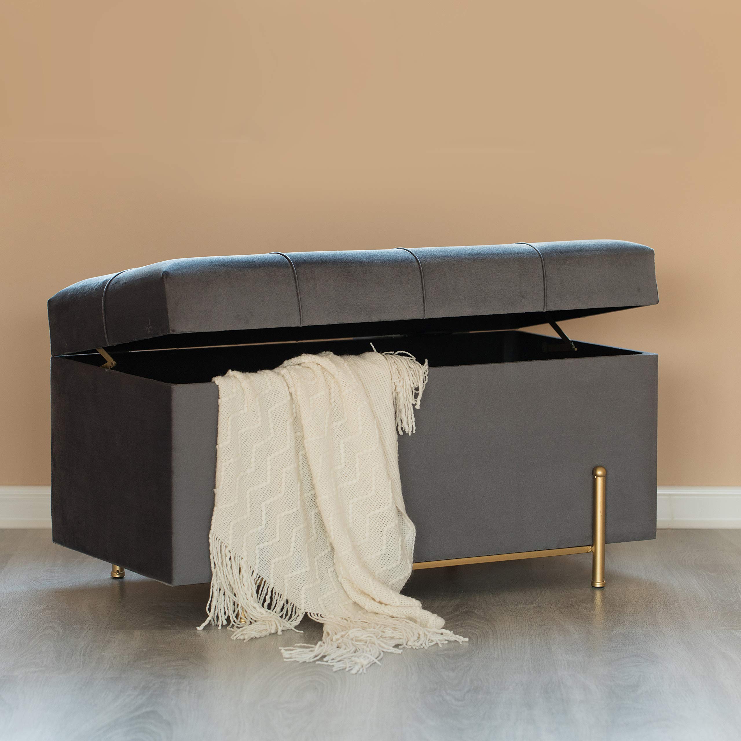 Amazon.com: Fabulaxe Large Rectangular Velvet Storage Ottoman, 20