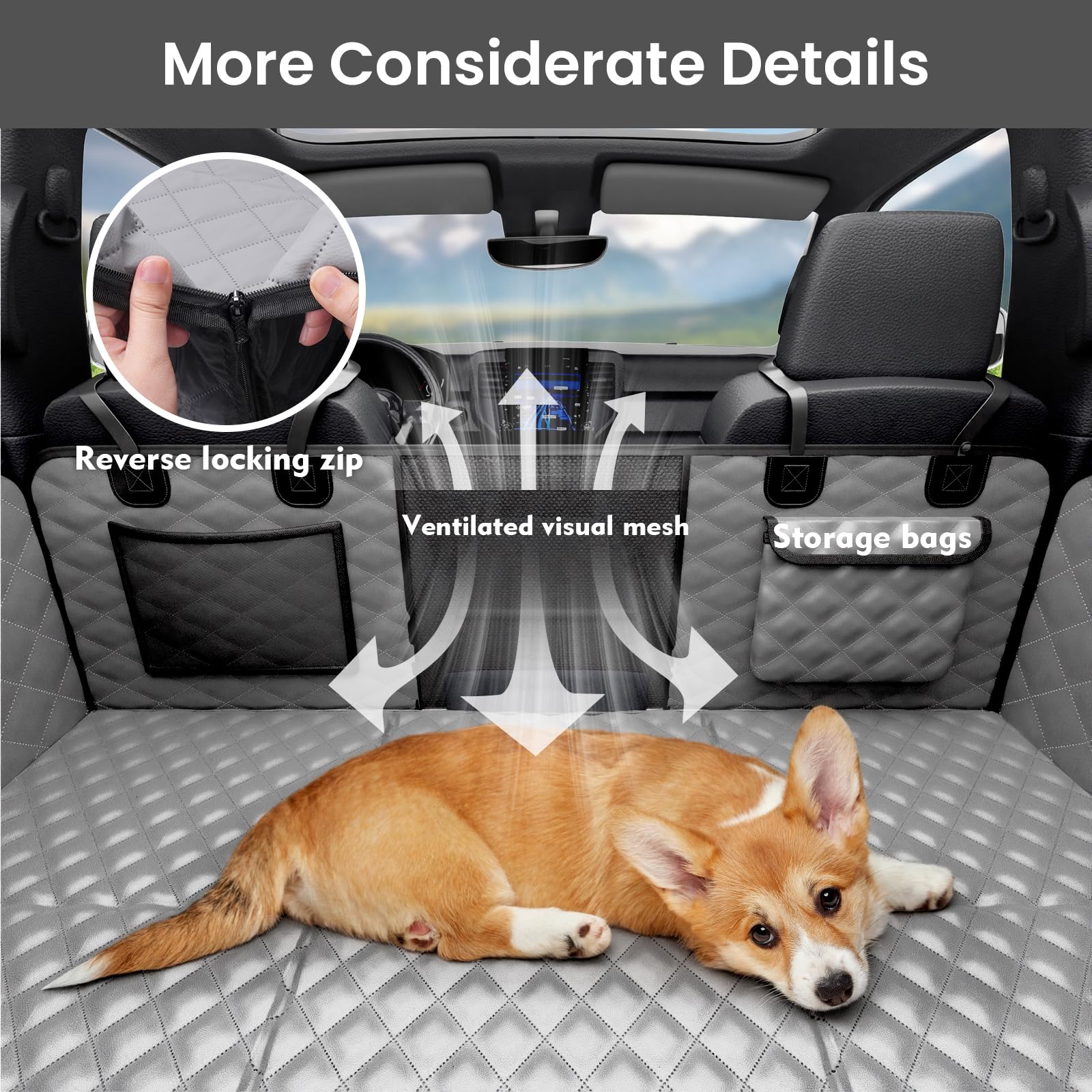 Back Seat Extender for Dogs 57 * 28.7 in, Upgraded Sofa Leather Dog Car Seat  Cover