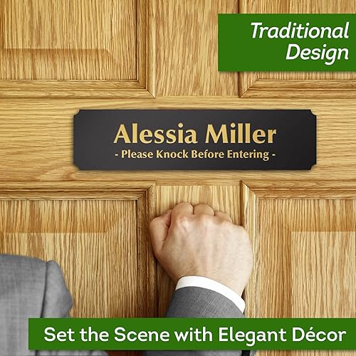 Miniatura 2 de Letrero personalizado para puerta de oficina, placa de puerta personalizada para pared, buzón, URN, 2 x 8 pulgadas, fabricado en Estados Unidos por