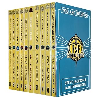 Fighting Fantasy Series You Are the Hero 10 Books Collection Set By Steve Jackson & Ian Livingstone Island of the Lizard King,Appointment With F.E.A.R.,Deathtrap Dungeon,Creature of Havoc & More
