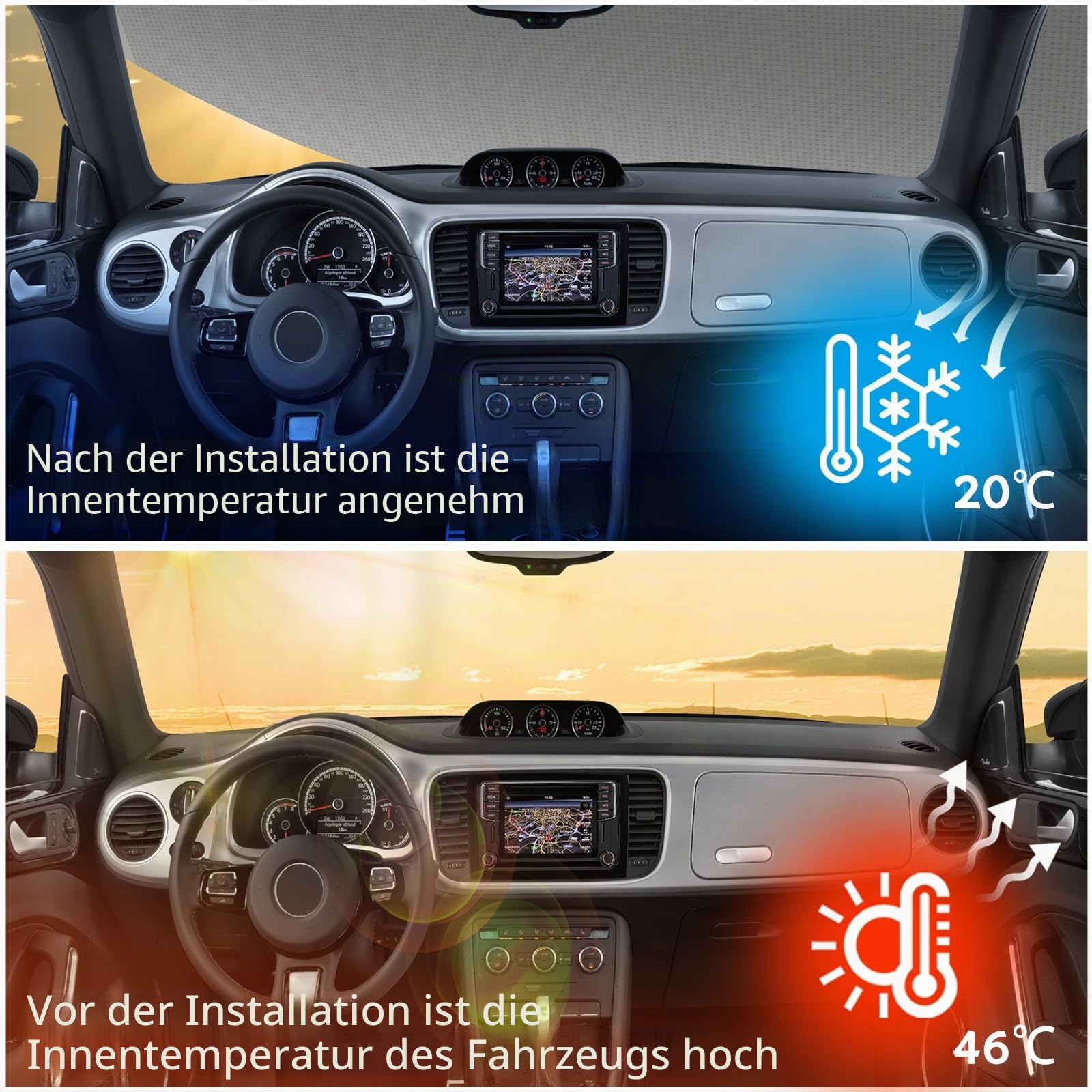 Windschutzscheibenabdeckung für Ford Transit Custom 2012-2022, Silber, faltbar, wetterfest, UV-Frost-Schnee-Eisschutz