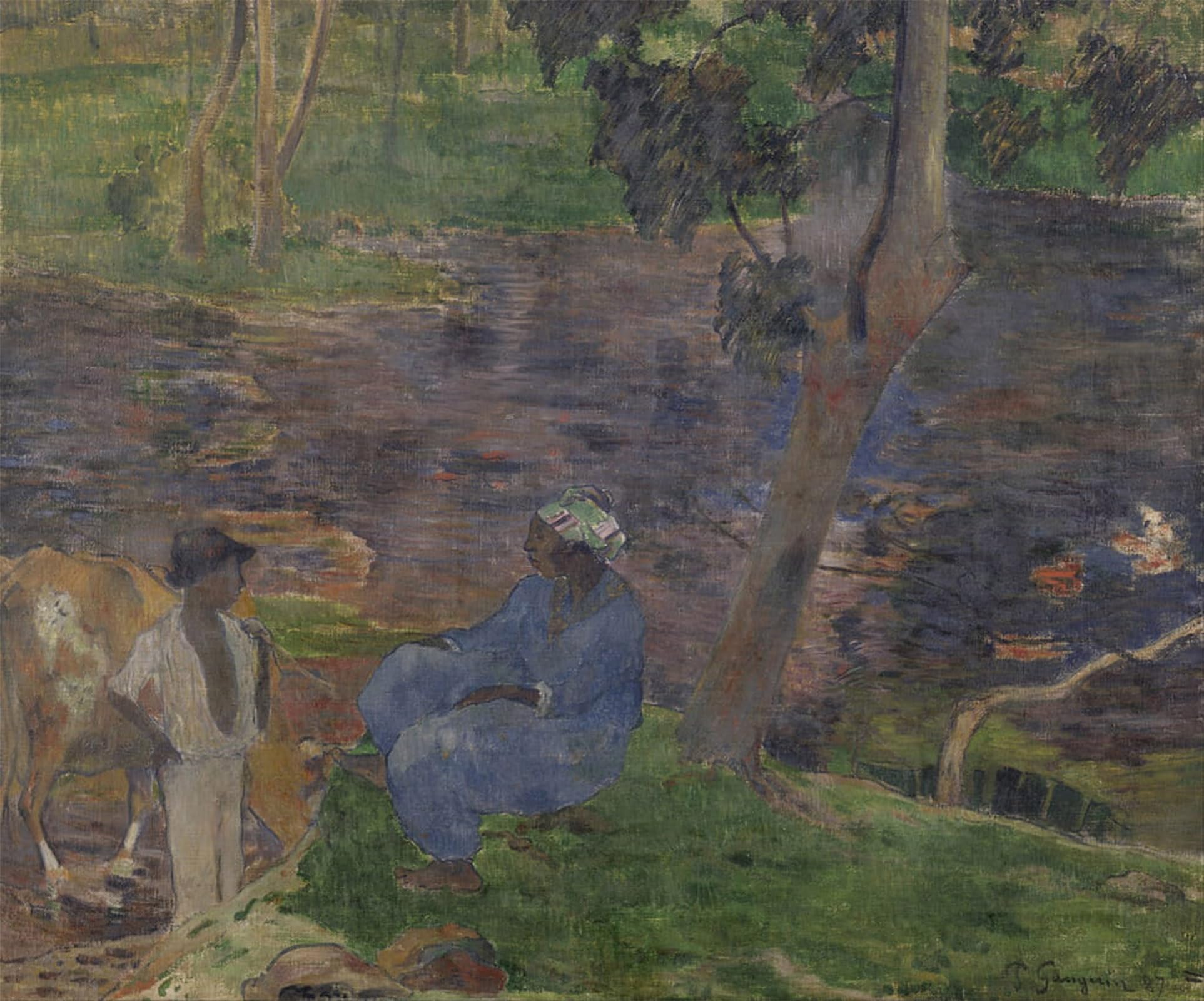SERENDIPITP Abstract Painting Mural Print Picture Wall Decor Painting on the Shore of the Lake Martinque by Paul Gauguin Vintage Wall Artwork for Home Decor 60x90cm