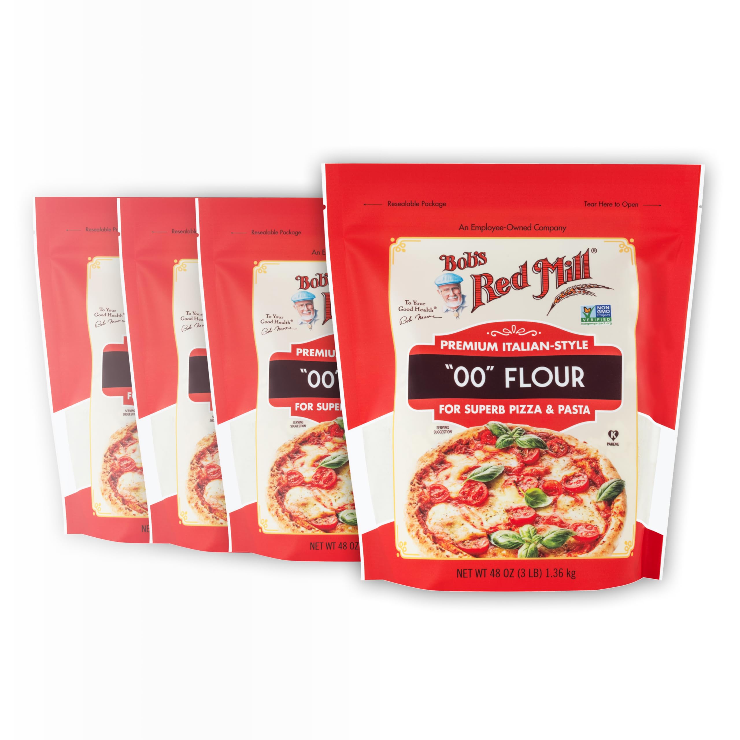 Bob's Red Mill 00 Flour Premium Italian-Style, 48oz (Pack of 4) - Non GMO, Vegan, Kosher