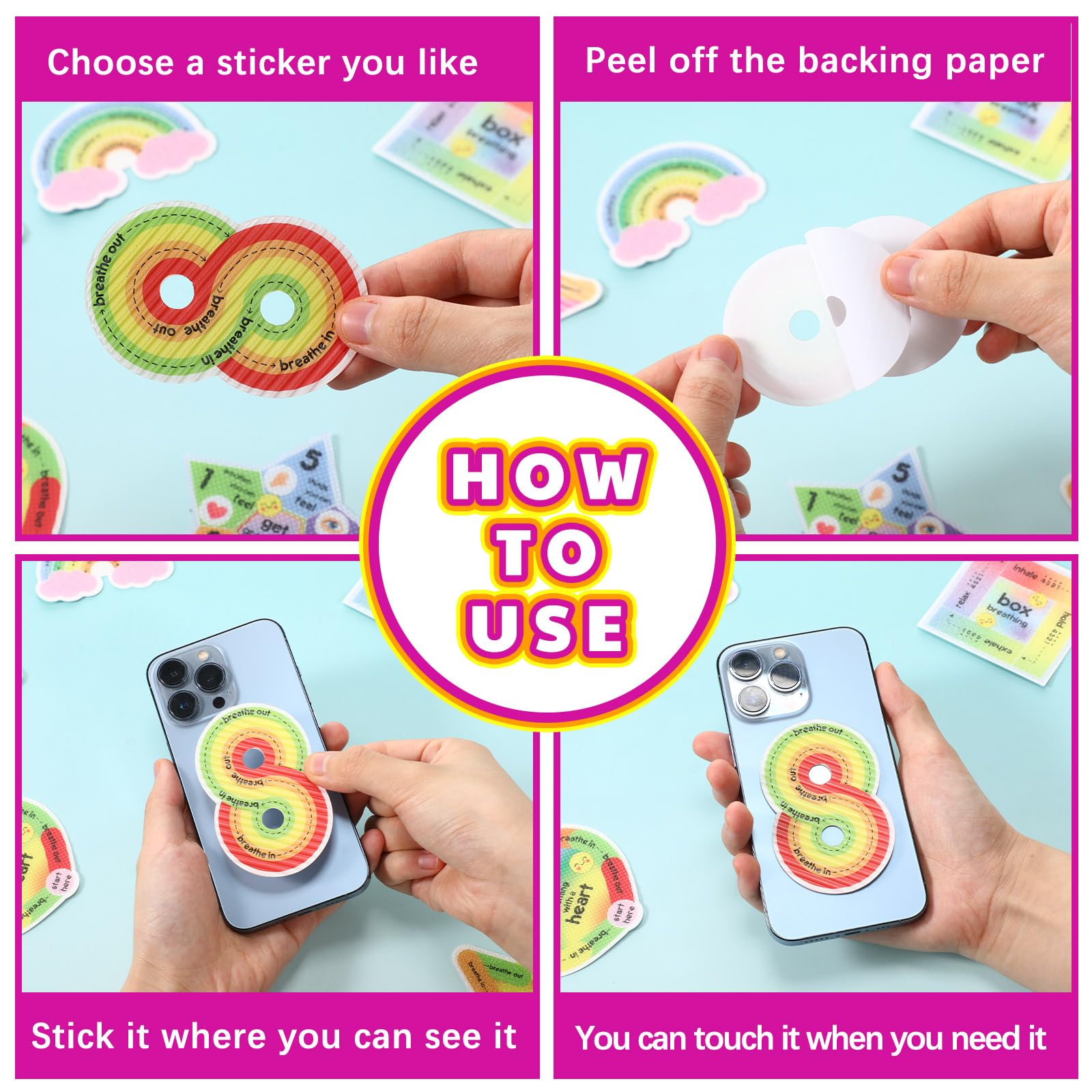 Texture Fidget Sticker Snapklik.com : Libima 72 Pieces Anxiety Sensory Stickers Textured ...