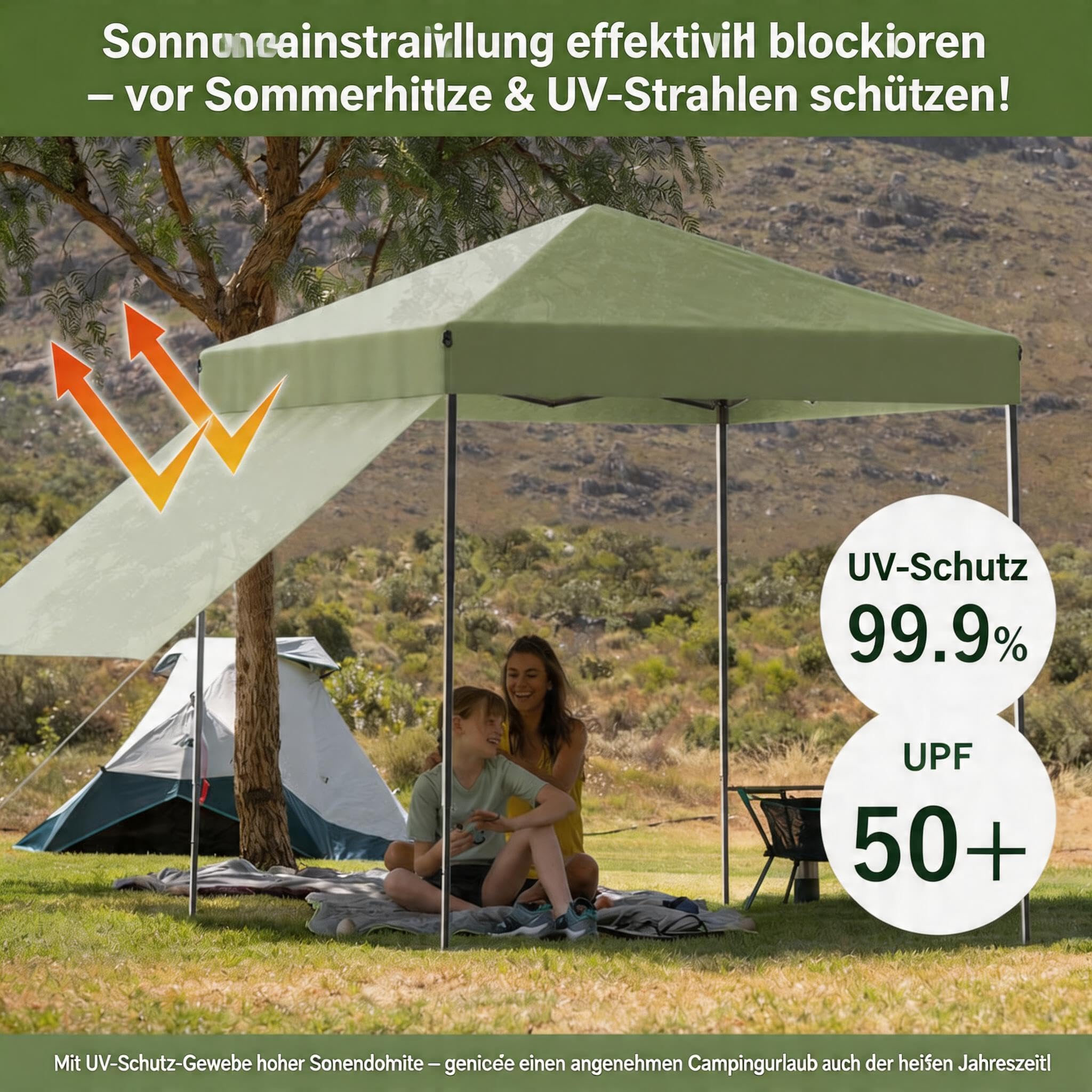 Faltbares Zelt 1,8x1,8 m, Faltpavillon Wasserdicht Und UV-Beständig, Schnell Aufzubauen, Inklusive Seitenwänden Und Tragetasche, Ideal Für Garten, Terrasse, Camping Und Veranstaltungen