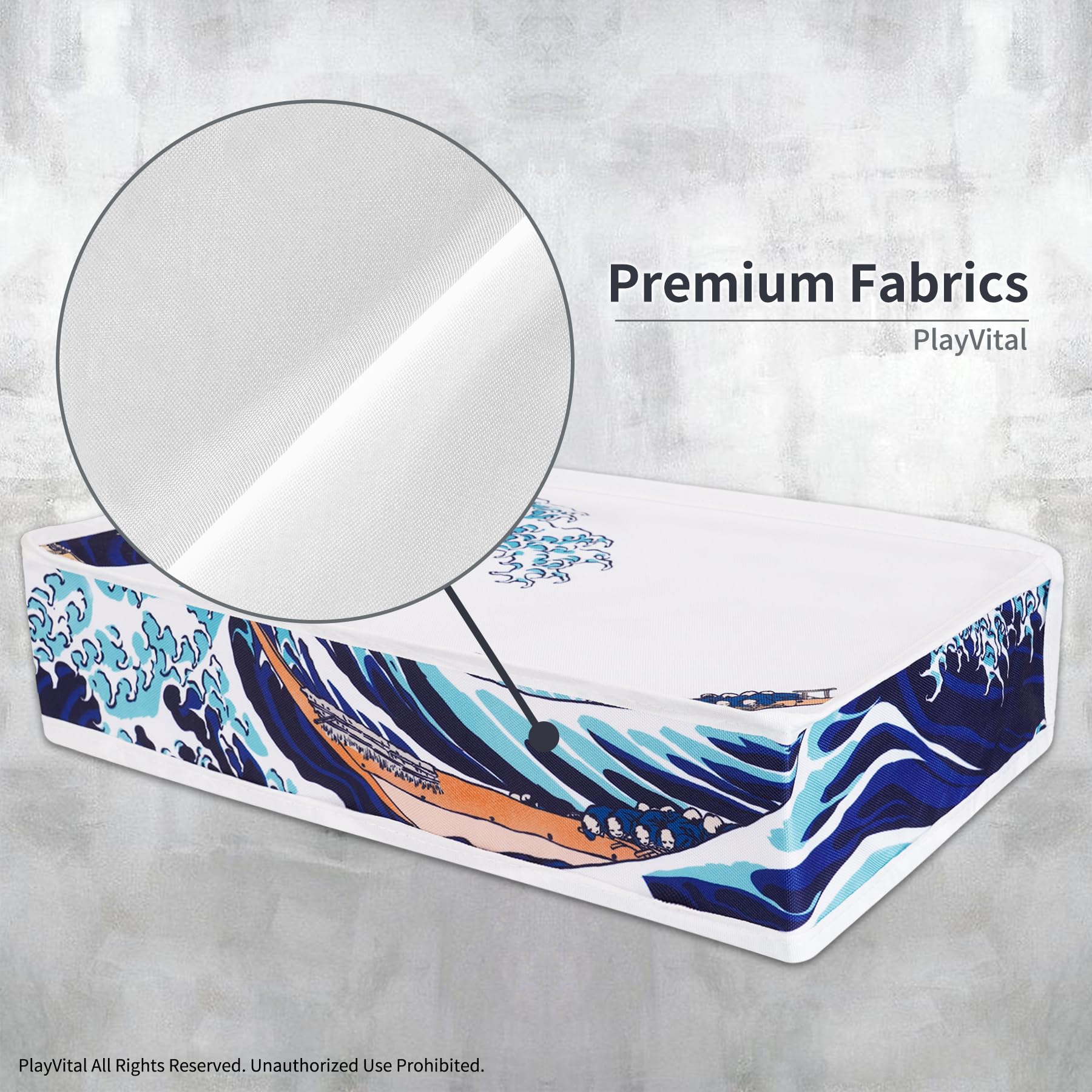 PlayVital Cover Antipolvere per ps5 Slim Digital Edition, Copertura Orizzontale Protettiva Impermeabile in Nylon per Console, Grande Onda