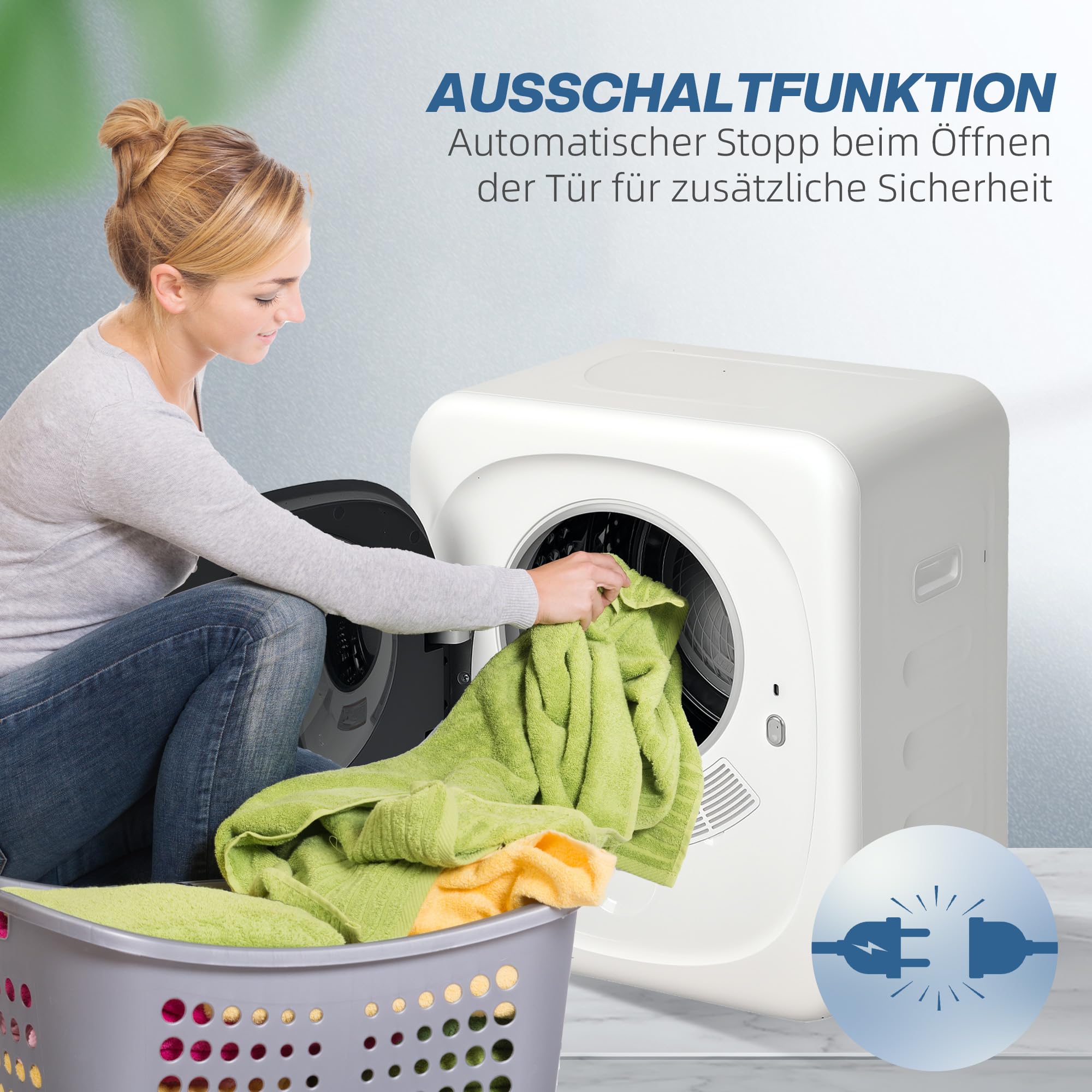 HOMCOM Kompakter Ablufttrockner Elektrischer Wäschetrockner 800 W 4 Kg mit 5 Trocknungsstufen, Edelstahlbehälter, Frontlader, für Wohnung, Haus, Wohnmobile, weiß
