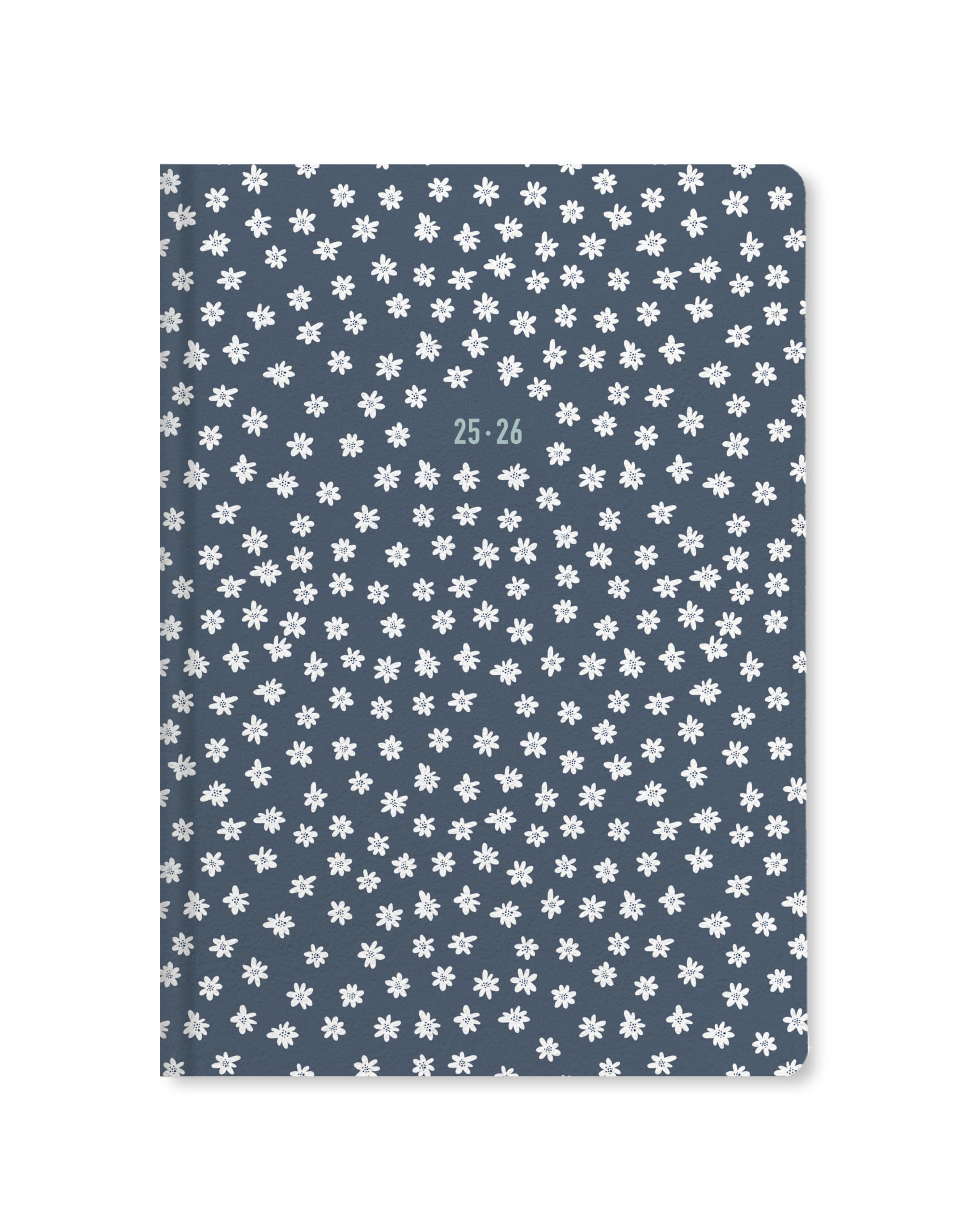 Letts of London Daisies A5 Academic 2025/2026 Week to View Diary, Blue, Linen Paper Cover, 26-031865