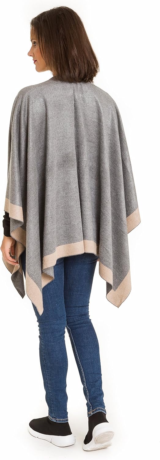 MIMOSITO Women's Shawl Wrap Poncho Ruana Cape Cardigan Sweater Open Front for Fall Winter - Image 5