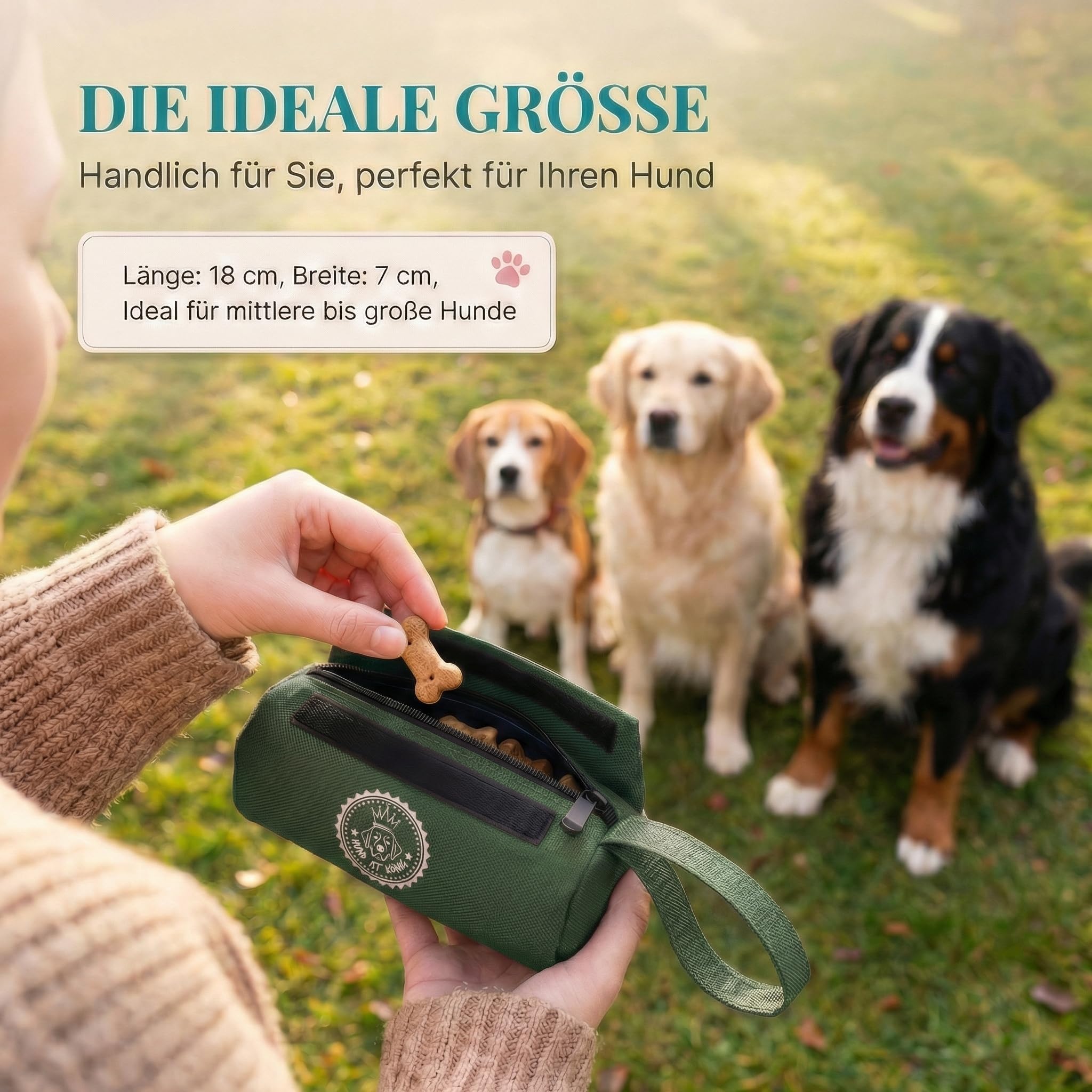 HUND IST KÖNIG Ciuccio premium per cani da riporto, ciuccio alimentare per dolcetti per cani, borsa per alimenti ideale per l'addestramento del cane o l'istruzione del cucciolo