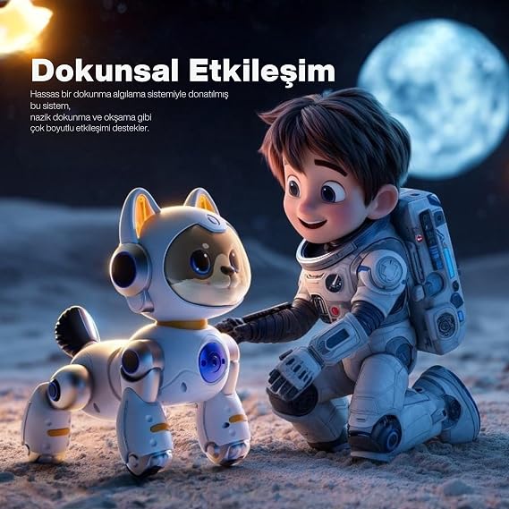 30 Fonksiyonlu Robot Kedi Köpek Oyuncağı, Şarjlı Akıllı Evcil Hayvan, Sesli Komut, Hareket Sensörü, Buhar Efekti, Müzikli Dans Eden İnteraktif Oyuncak