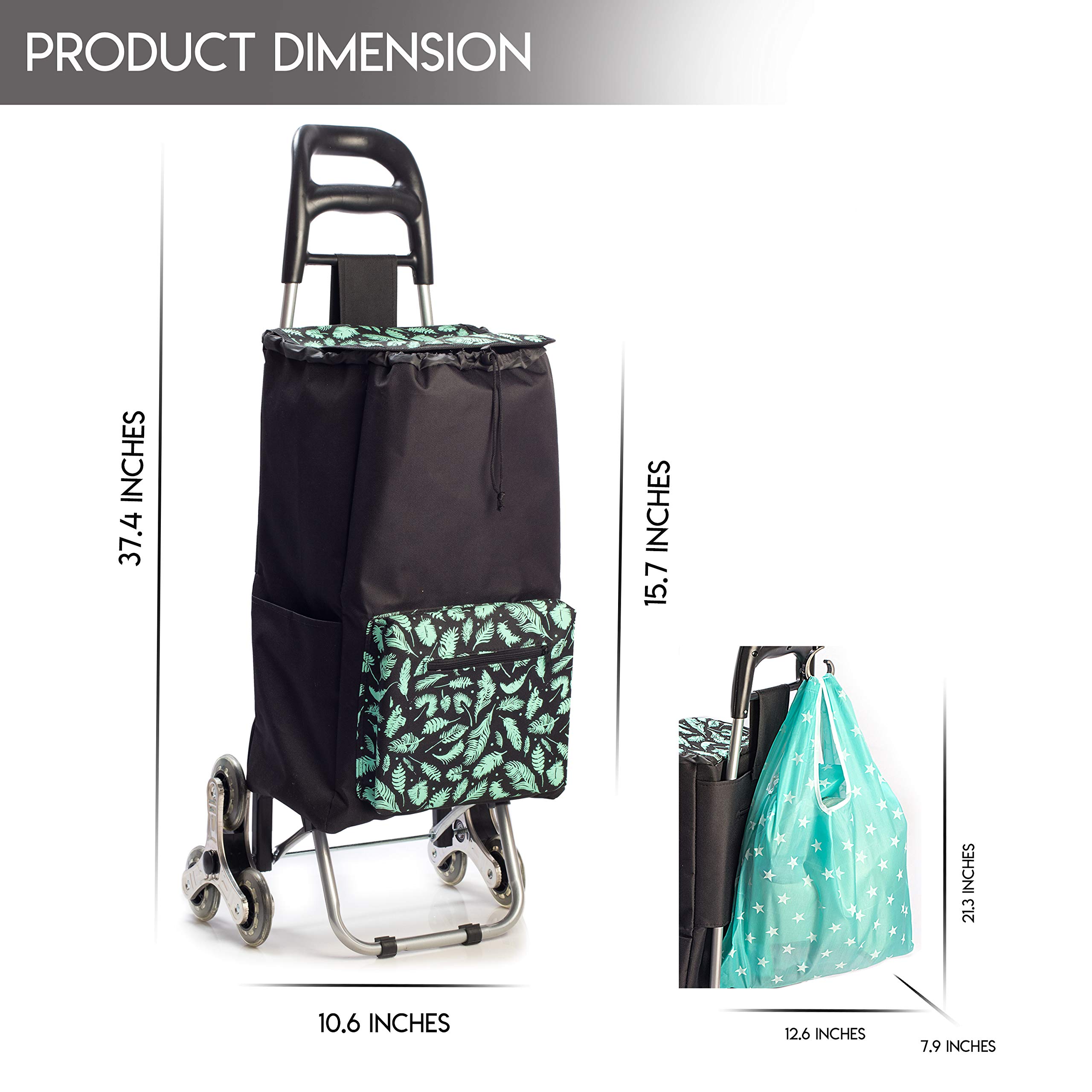 LASTORA Shopping Cart Stair Climber Cart, Foldable Compact Grocery