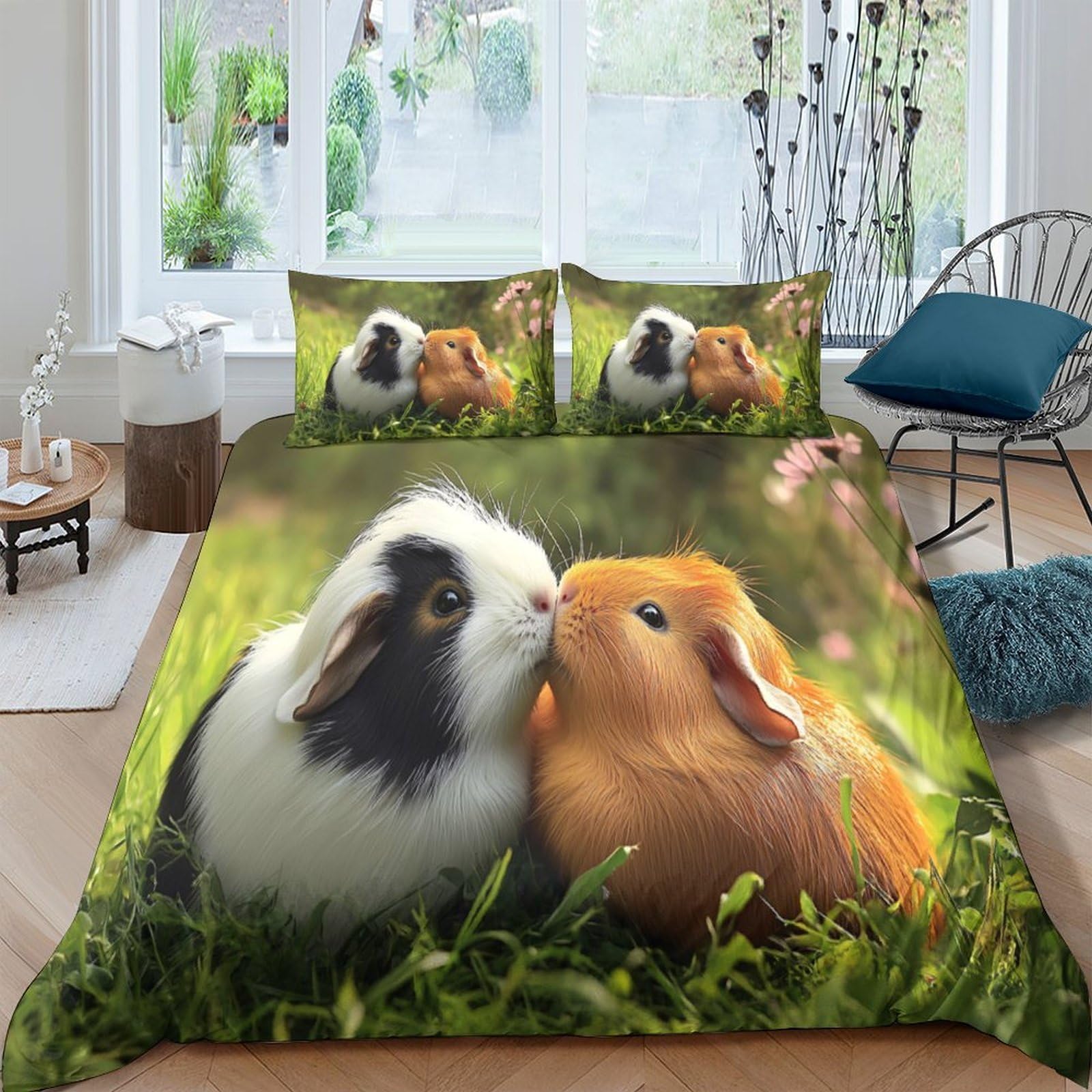 Ctjqhvkz Style-6 3D Printed Guinea Pig Lovers Fitted Sheet Microfiber Soft Anti-Slip Animal Bed Sheet For Bedroom Guest Room Decor Single（135X200cm）