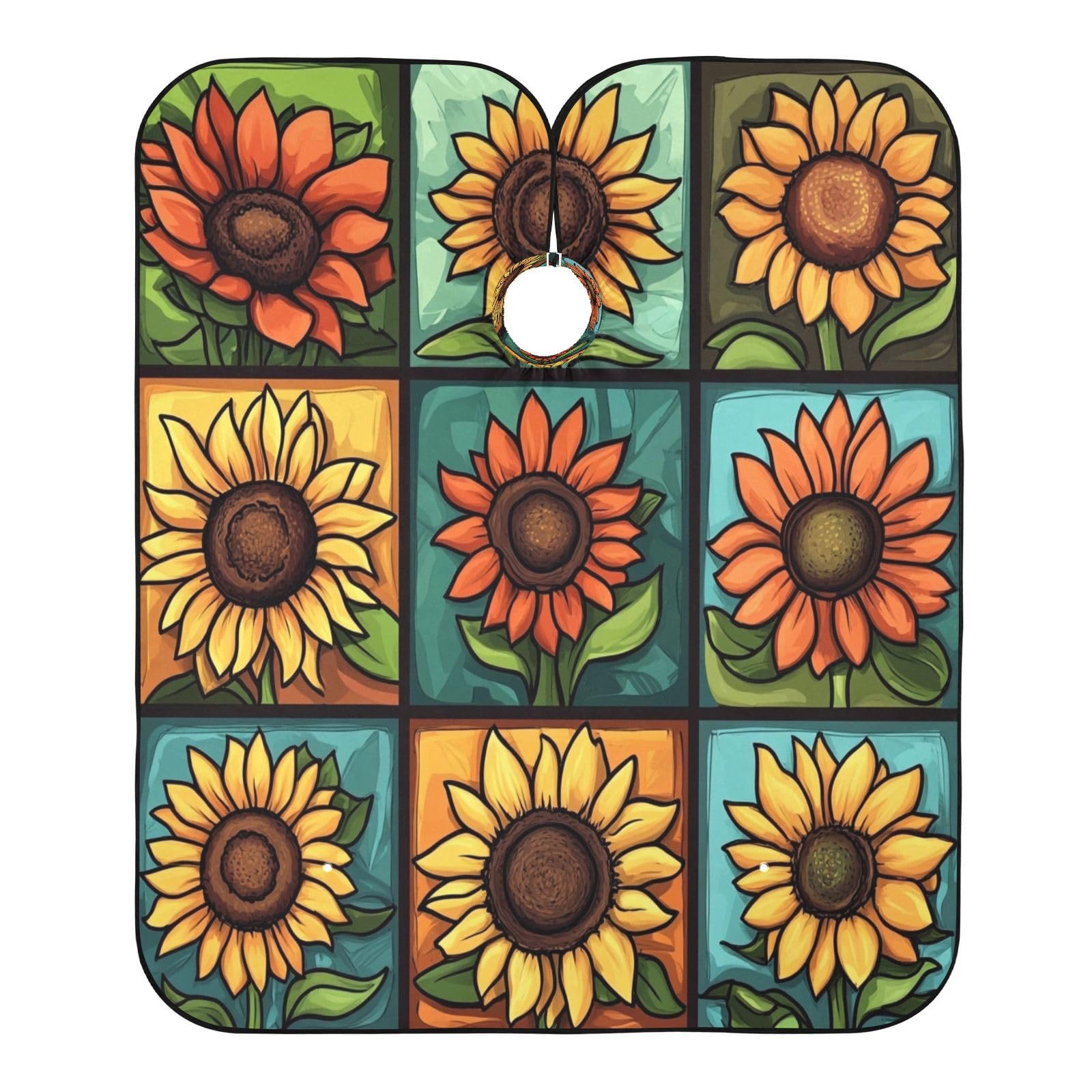 Kigai Sunflowers Hair Cutting Cape for Men & Women Waterproof Barber Cape Professional Hairdressing Salon Styling Apron with Adjustable Closure Snap