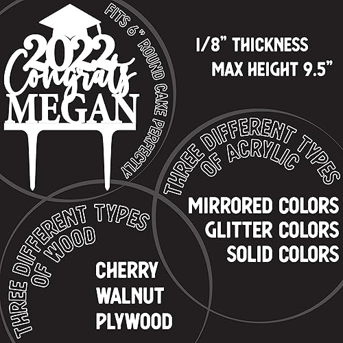 Miniatura 5 de Decoración personalizada para tartas de graduación  Decoración para tartas de graduación con nombre y fecha  Decoraciones acrílicas personalizadas