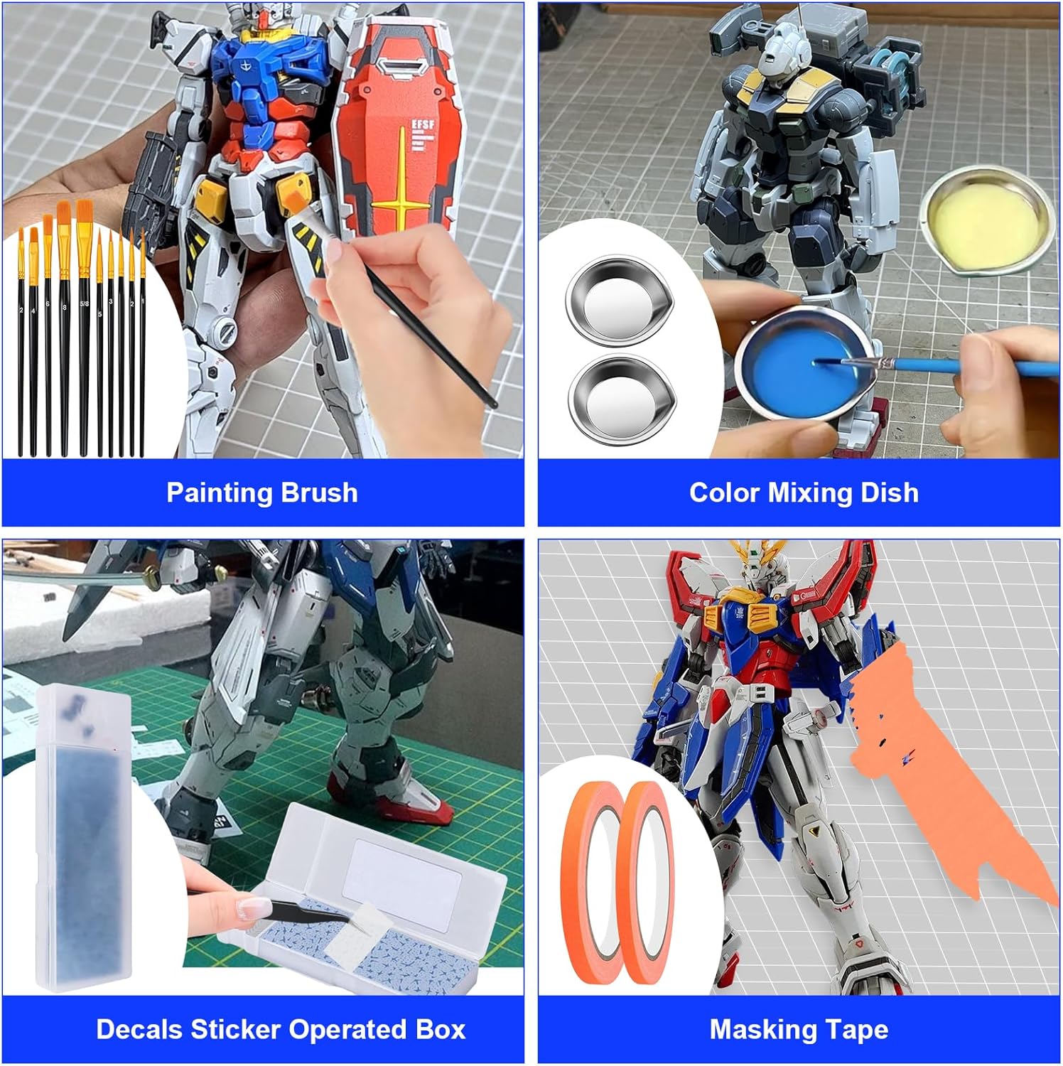 Gundam Tool Kit, 170 Pcs Professional Model Tool Kit for Gundam, Model Kit Tools with Decals Sticker Operated Box, Gunpla Tool Kits for Adults, Model Building Tools Hobby Tools for Repairing Painting