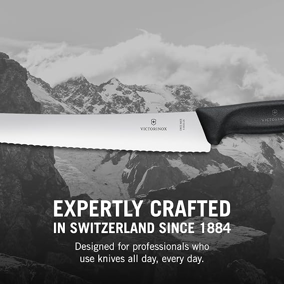 Victorinox Swiss Classic 10.25-Inch Curved Bread Knife with Serrated Edge and Black Handle