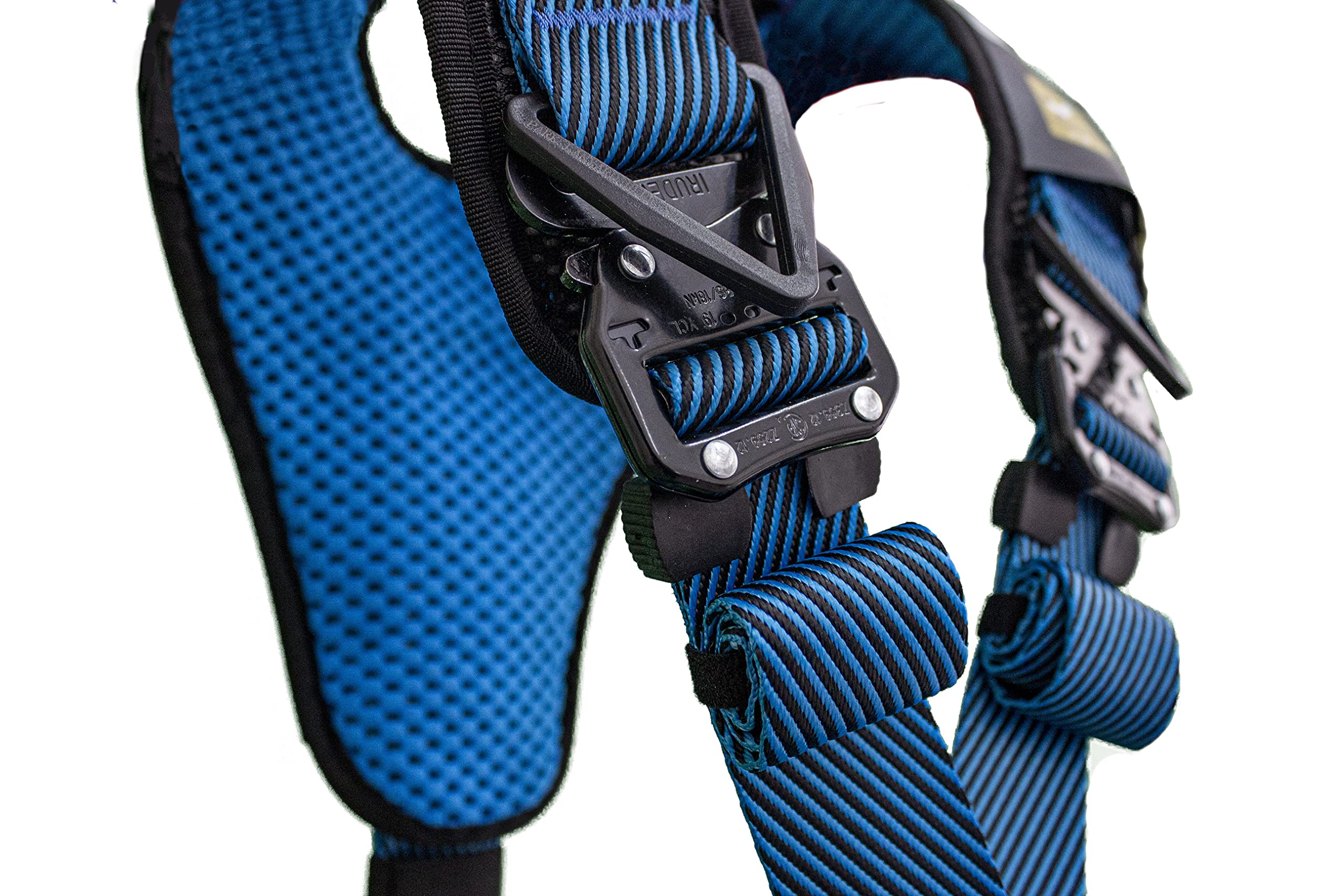 Irudek WIND BLUE 3 S-M – Arnés anticaídas con anclaje ventral de aluminio, cinturón IRUPAD Holetech, hebillas automáticas K-EASY, sistema ANTISLIP, portaganchos y chip NFC Ready