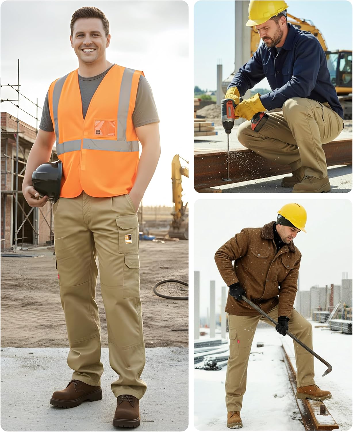 KONRECO FR Pants for Men Cargo Pockets Flame Resistant 7.5oz 100% Cotton Elastic Waist Work Pants - Image 6