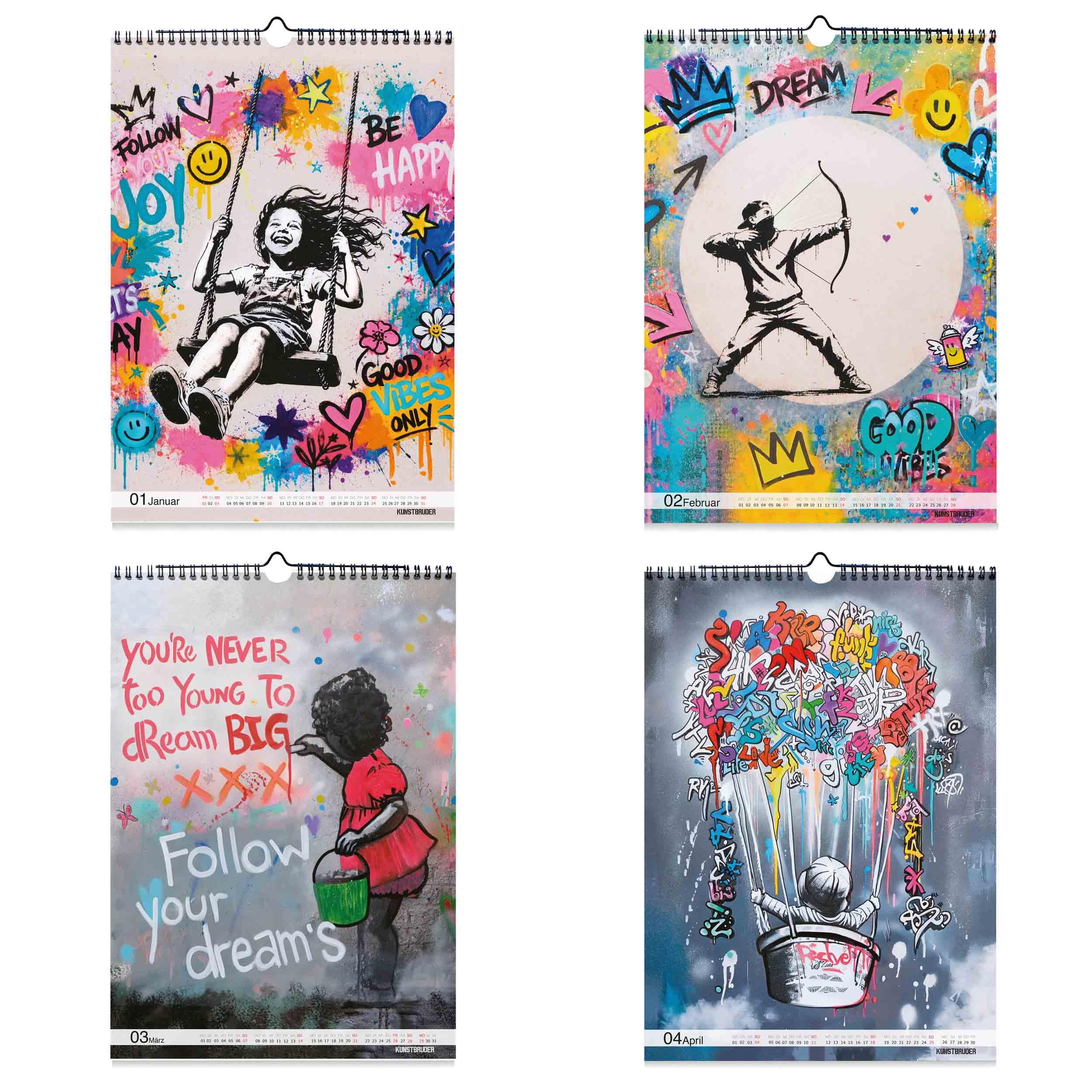 Moderne Banksy Kalender 2027 – XXL A2 Hochformat Streetart-Kunst Jahreskalender