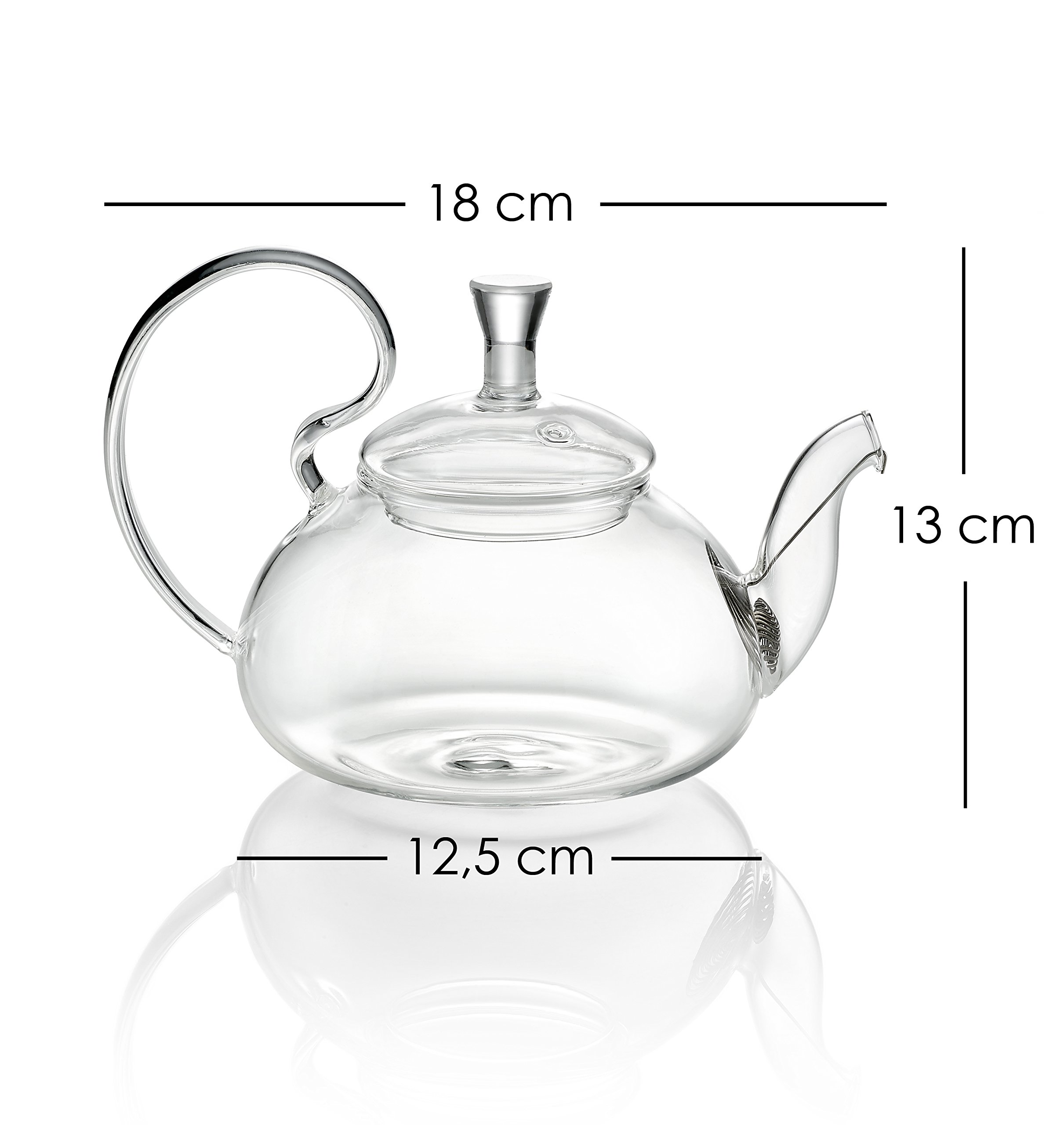 TEA SOUL Szklany czajniczek z wylewką ze stali nierdzewnej, przezroczysty, 500 ml