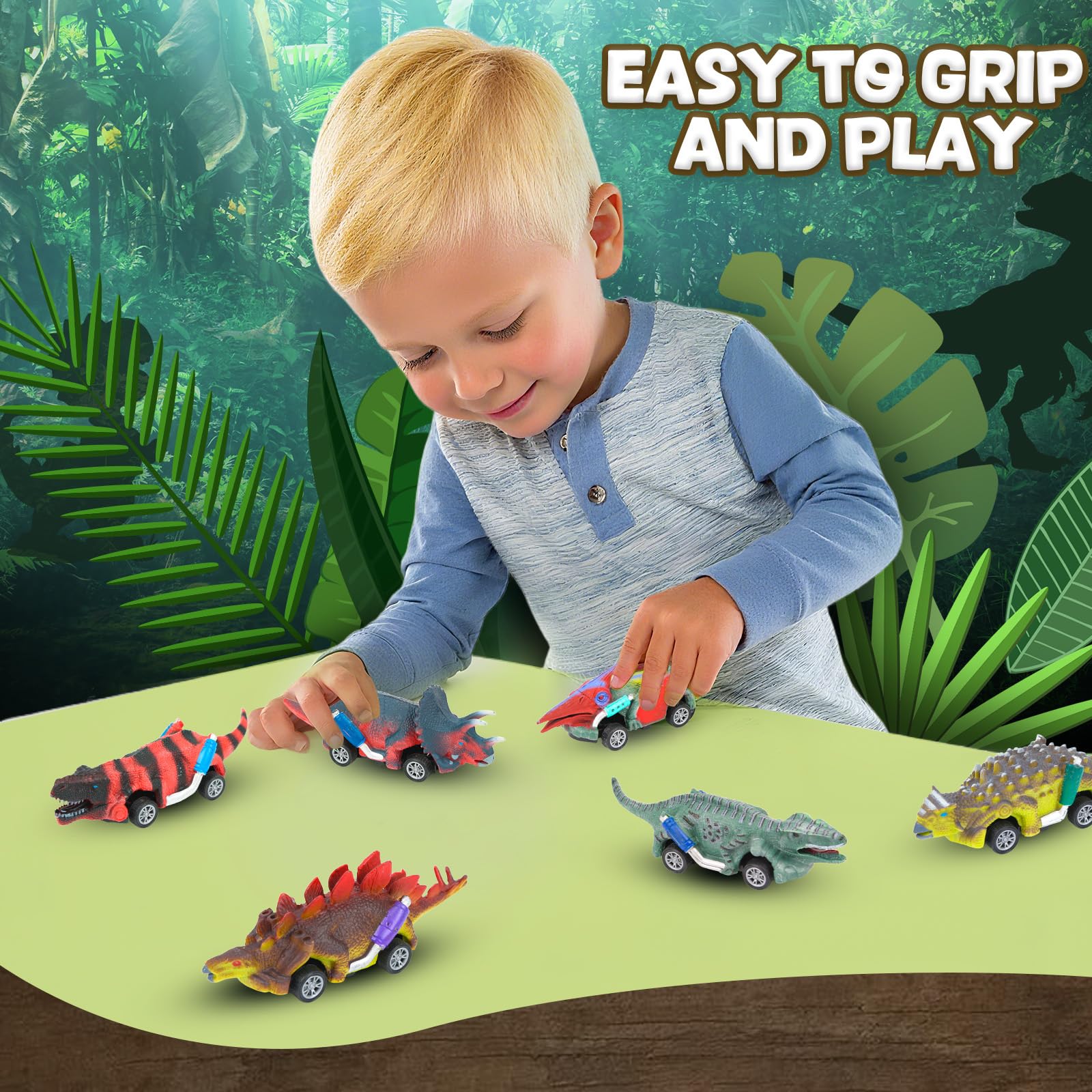 Dinosaur Pull Back Cars - 6 Pack for Toddlers -5 Dinosaur Pull Back Cars - 6 Pack for Toddlers -5