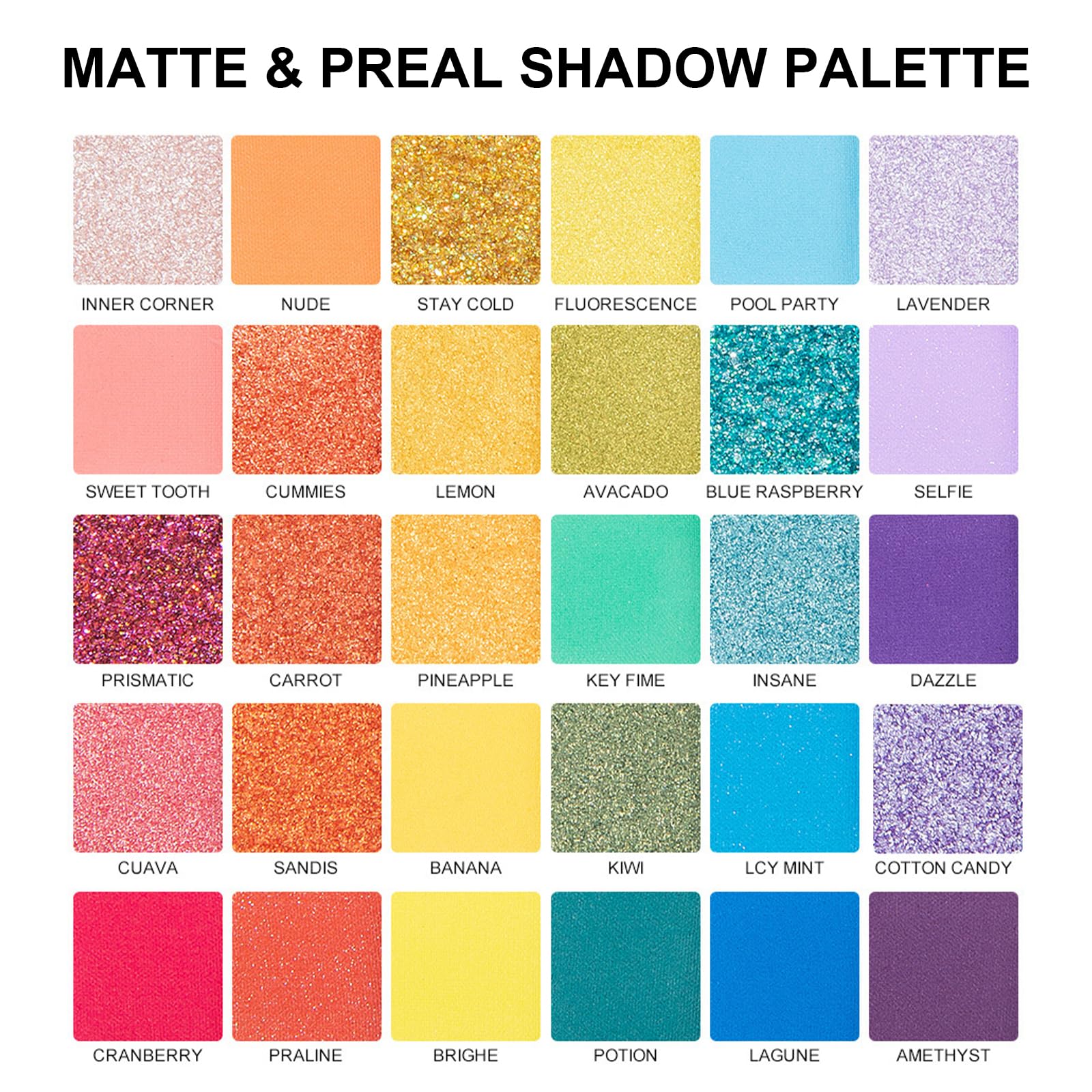 Palette de fards à Paupières, Fard à Paupières Couleurs Vives, Ombres à Paupières Palette Maquillage Yeux Mat Pigmentées, Palette de Poudre de Fard à Paupières à Paillettes Perlées (30 Couleurs)