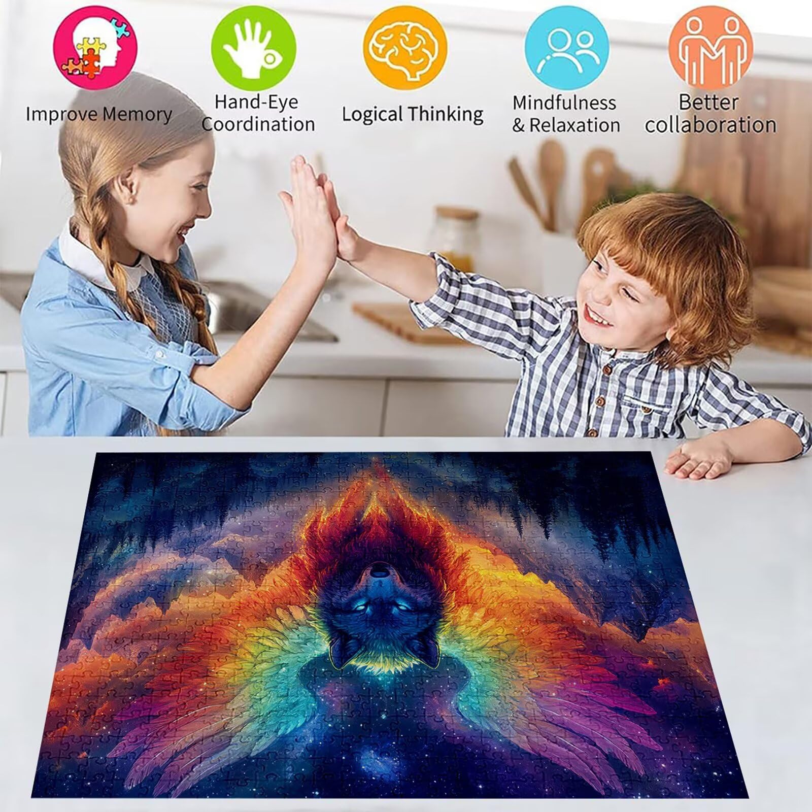 Puzzle 5000 elementów wilk puzzle dla dorosłych góra 156 x 105 cm unikalne rzemiosło klasyczne 3D drewniana układanka do rodzinnych gier aktywnych, układanka zrób to sam do dekoracji ścian domu