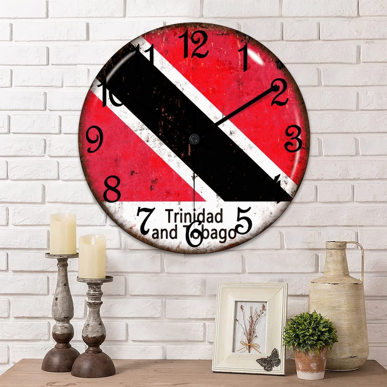 Horloge murale Trinité-et-Tobago en bois, idée cadeau originale et symbolique