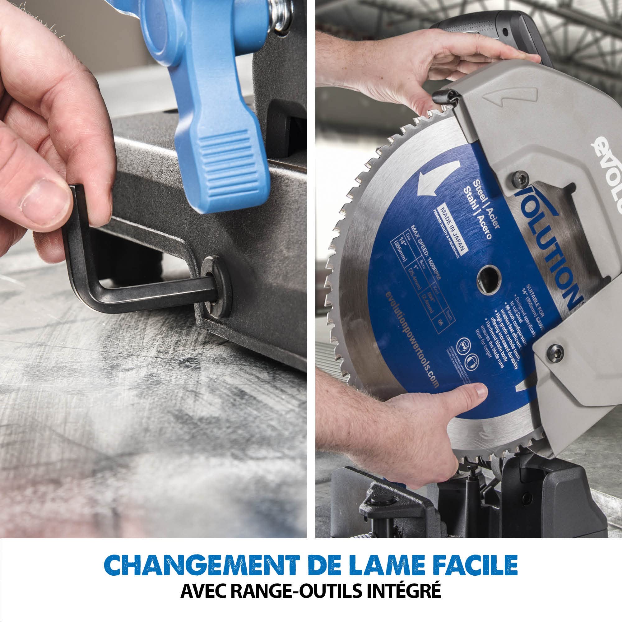 Evolution S355Cps - Scie à Tronçonner en acier Industriel de 355 mm - Finition Instantanée, sans Chaleur, sans Bavures et sans Étincelles - lame à acier Doux Fournie