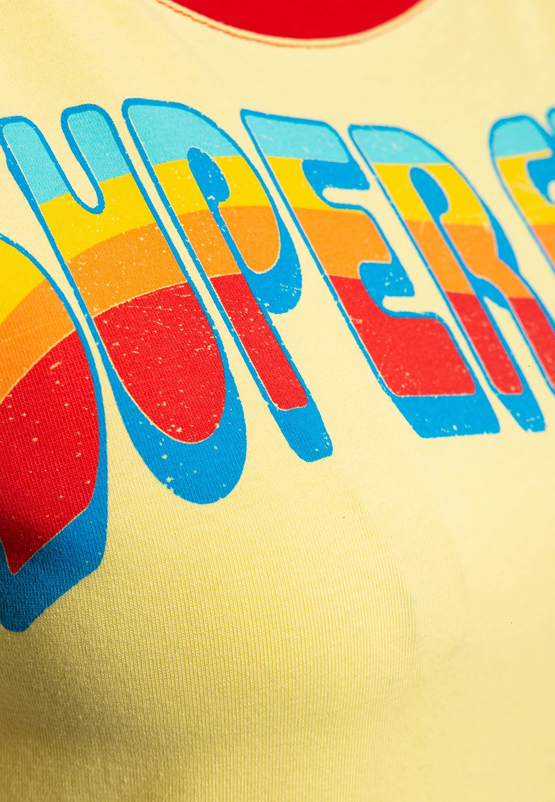 Queen Kerosin Damska koszulka Ringer | T-shirt | Basic T-Shirt | Retro Print | Slim Fit | Vintage Shirt Super Cutie, delikatny ?ó?ty, XL
