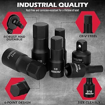 Hex Bit Impact Socket Set: 36-Piece with 4 Adapters, 1/4