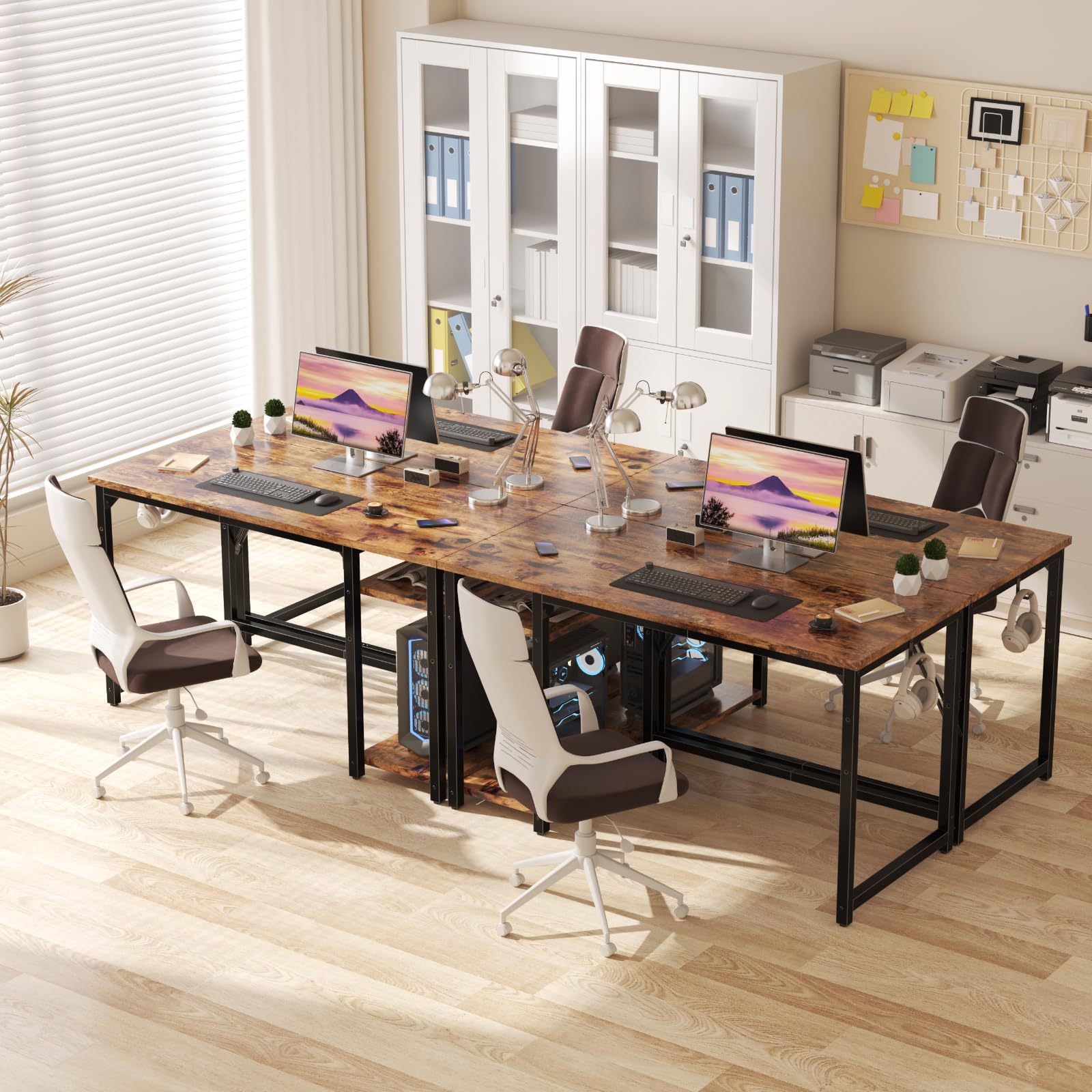 JUMMICO Scrivania 120 x 50 cm, Scrivania per Computer Scrittoio con 2 Ripiani a Sinistra o Destra, Separatore Regolabile, Tavolo da Lavoro Piano di Lavoro, Adatta per l'ufficio o il Soggiorno