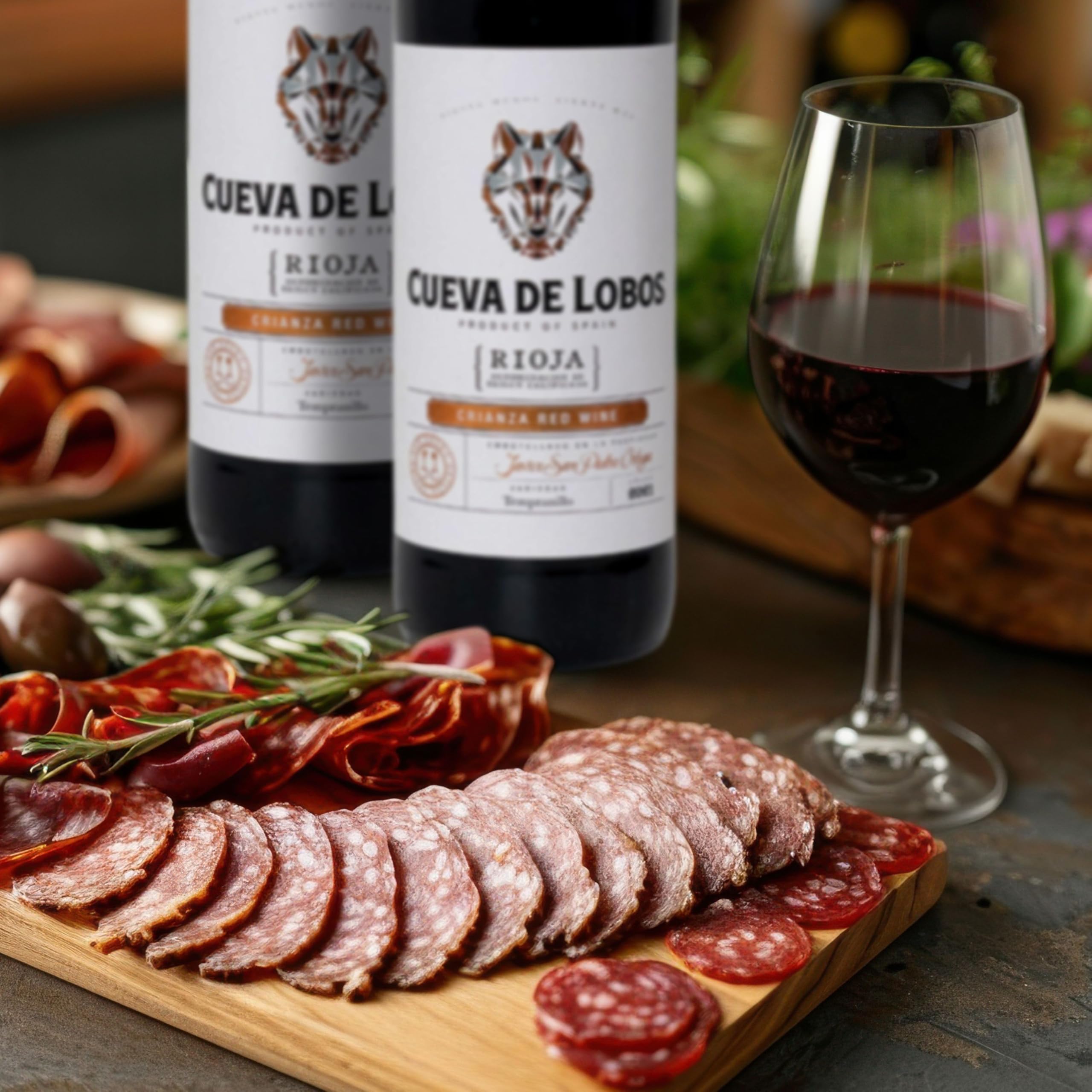 UNIVERSO GOURMET Exklusive Gourmet-Geschenkbox Rotwein g.U. Rioja Natives Olivenöl Extra Iberische Bellota-Wurstwaren Gran Reserva Schinken Schafskäse Geschenkset